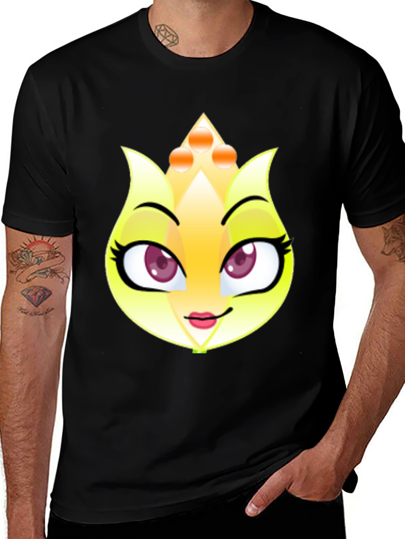 Cartoon Face Black T-Shirt