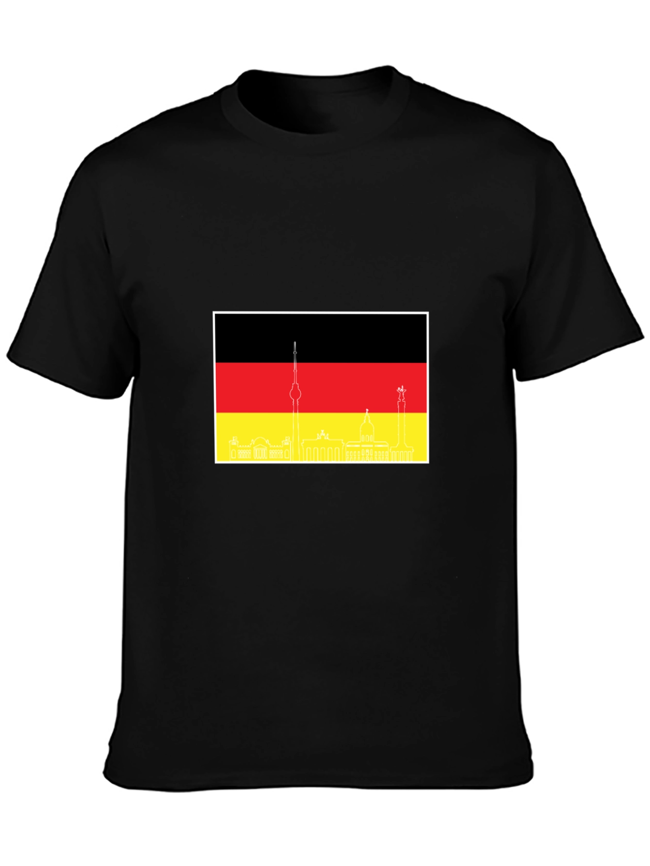 Berlin Skyline German Flag Mens Black T-Shirt
