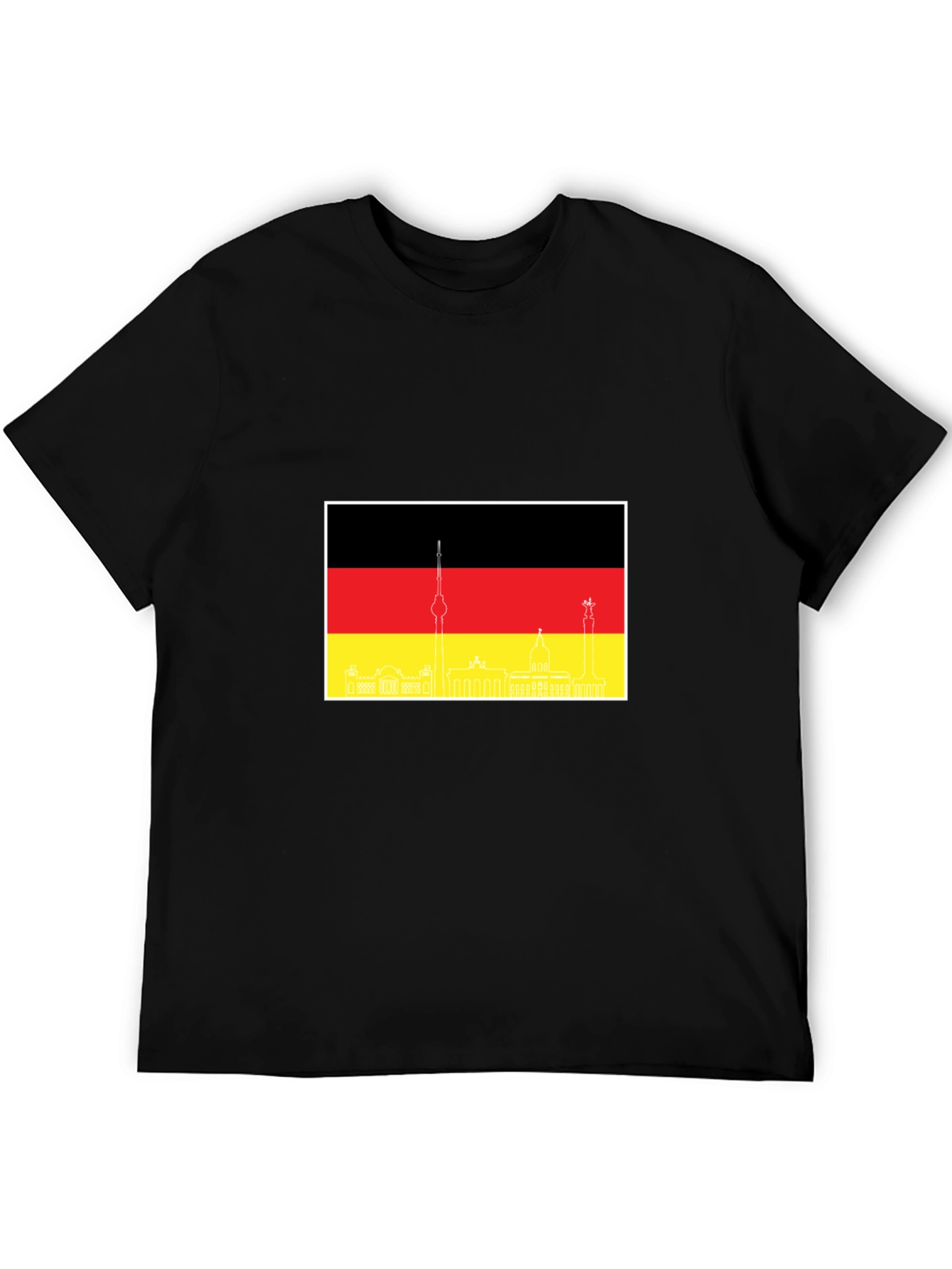 Berlin Skyline German Flag Mens Black T-Shirt
