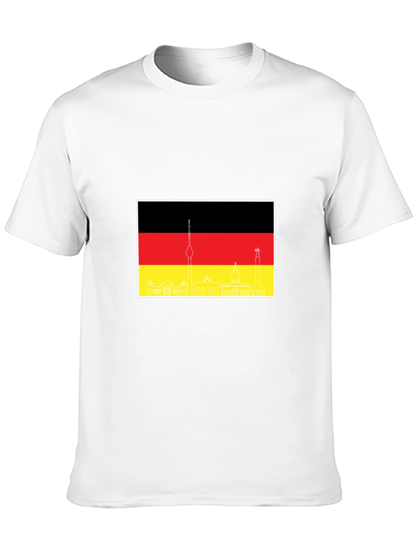 Berlin Skyline German Flag Mens Black T-Shirt