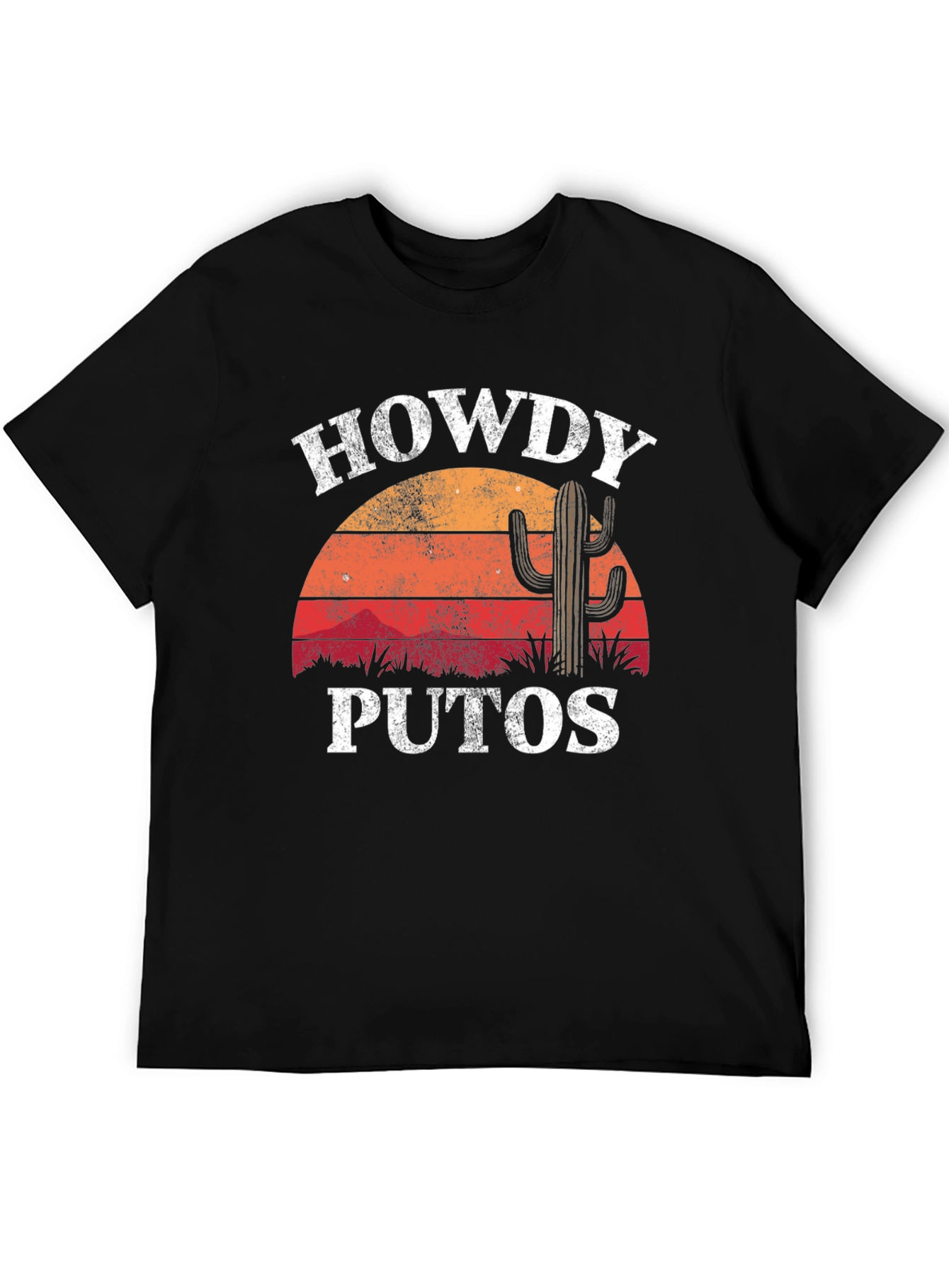 Howdy Puto T-Shirt: Retro Sunset Cactus Graphic Tee