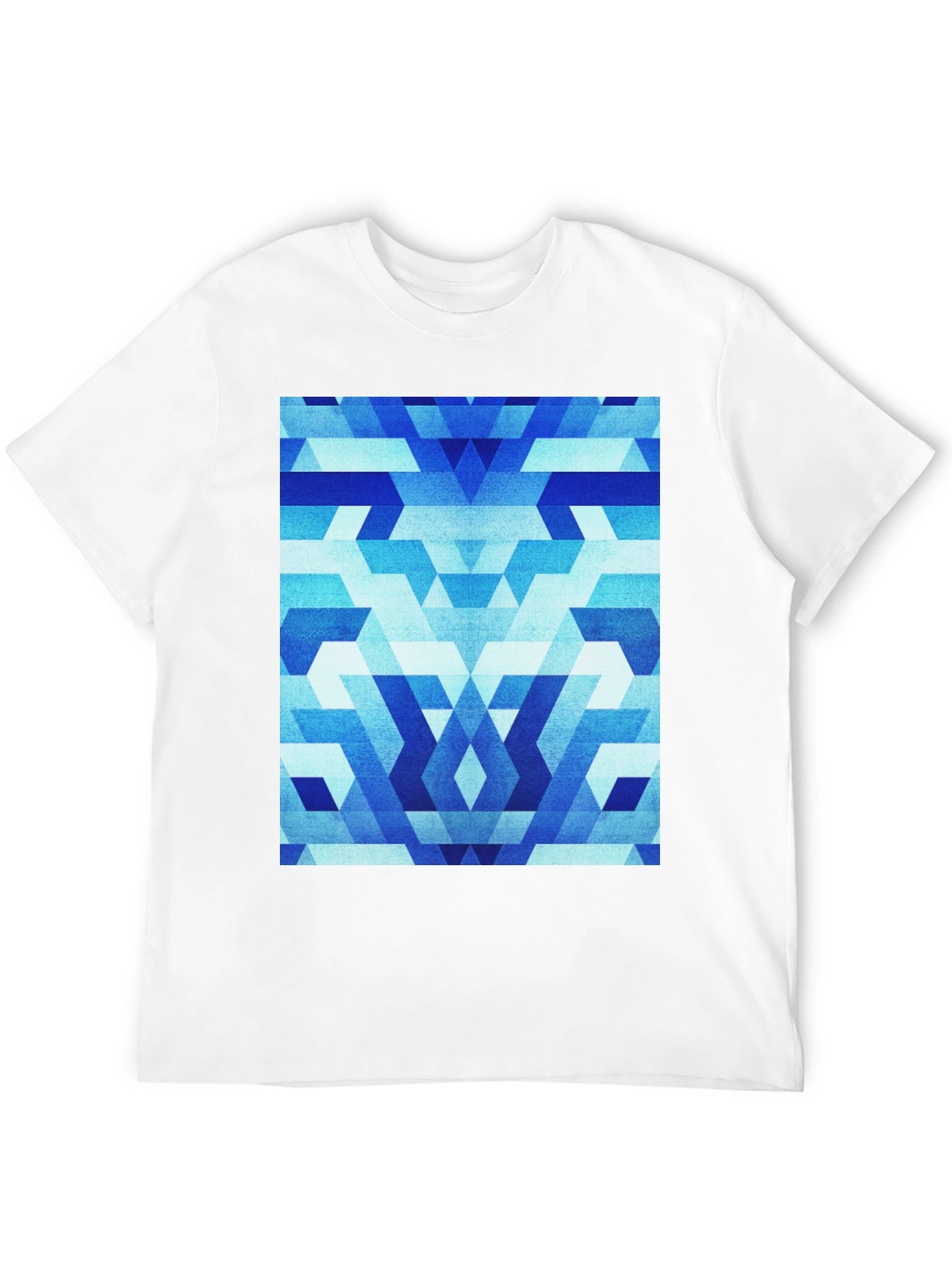 Geometric Blue Pattern Black T-Shirt