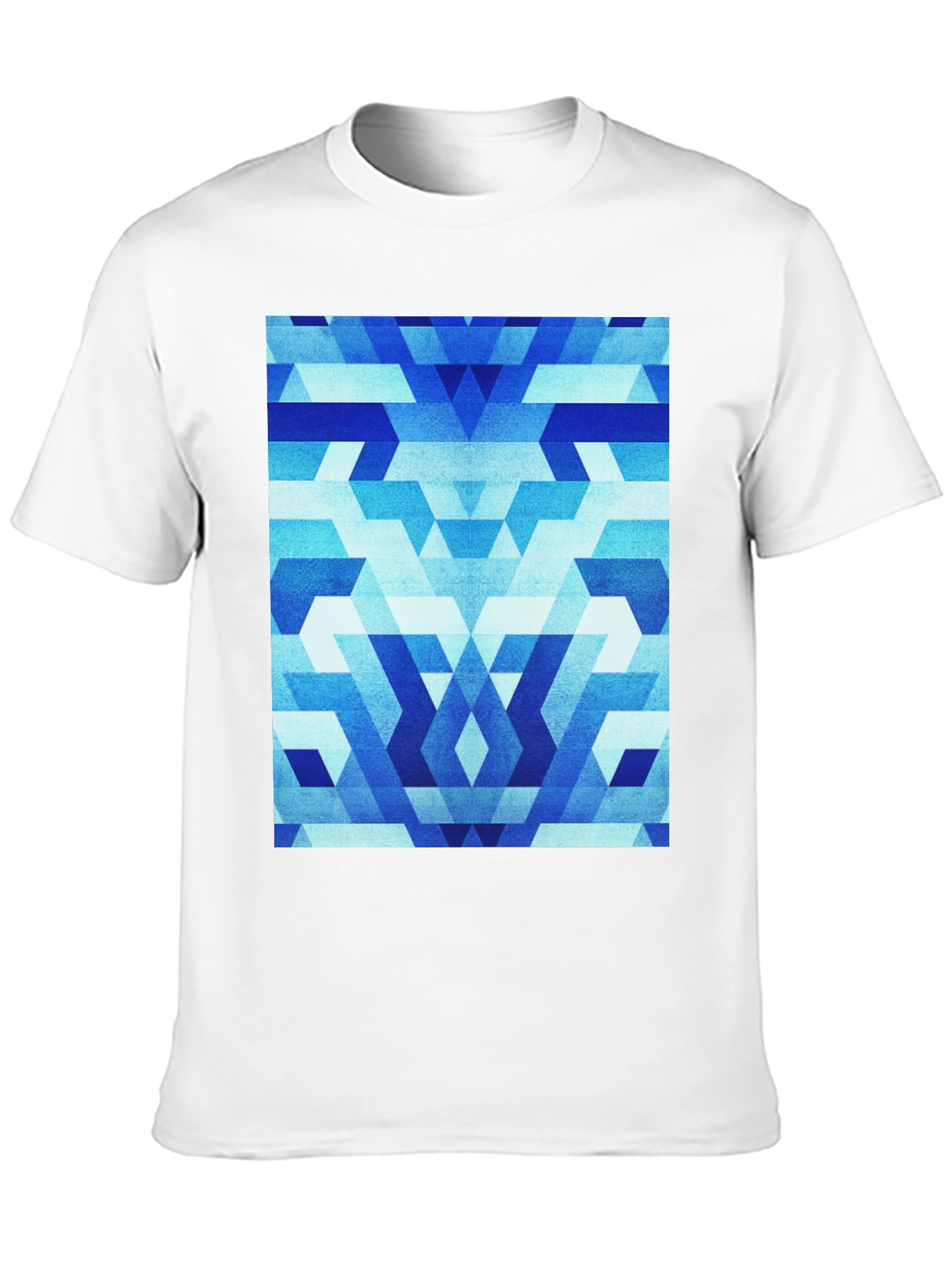 Geometric Blue Pattern Black T-Shirt