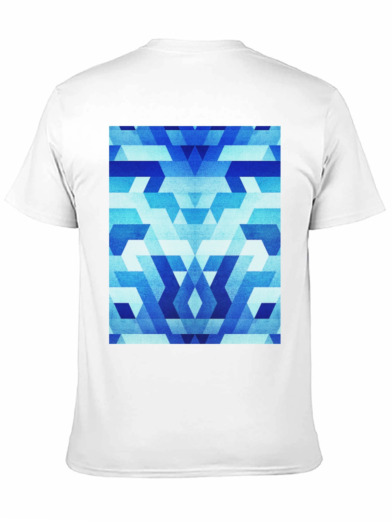 Geometric Blue Pattern Black T-Shirt