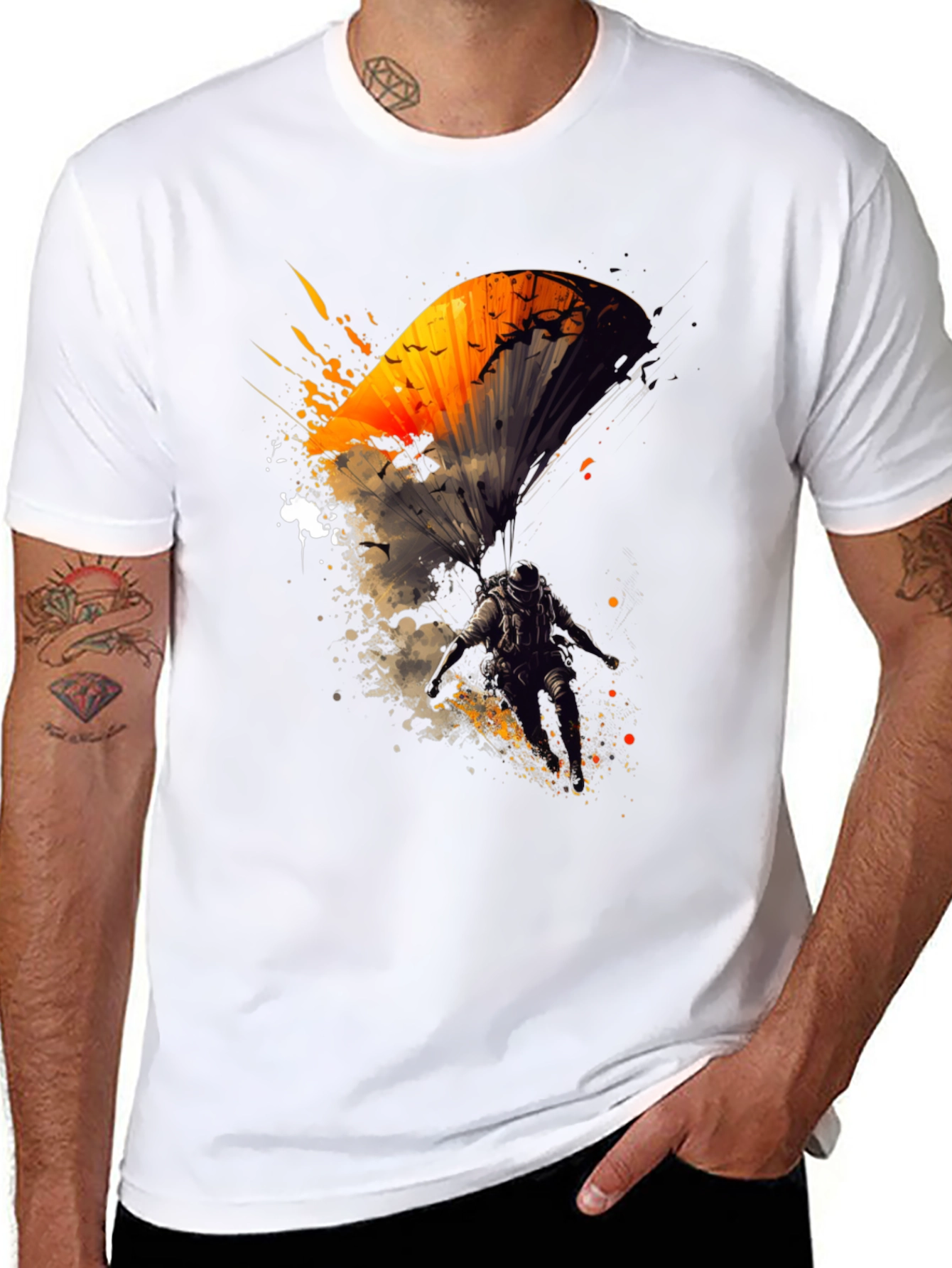 Skydiving Art Graphic Black T-Shirt