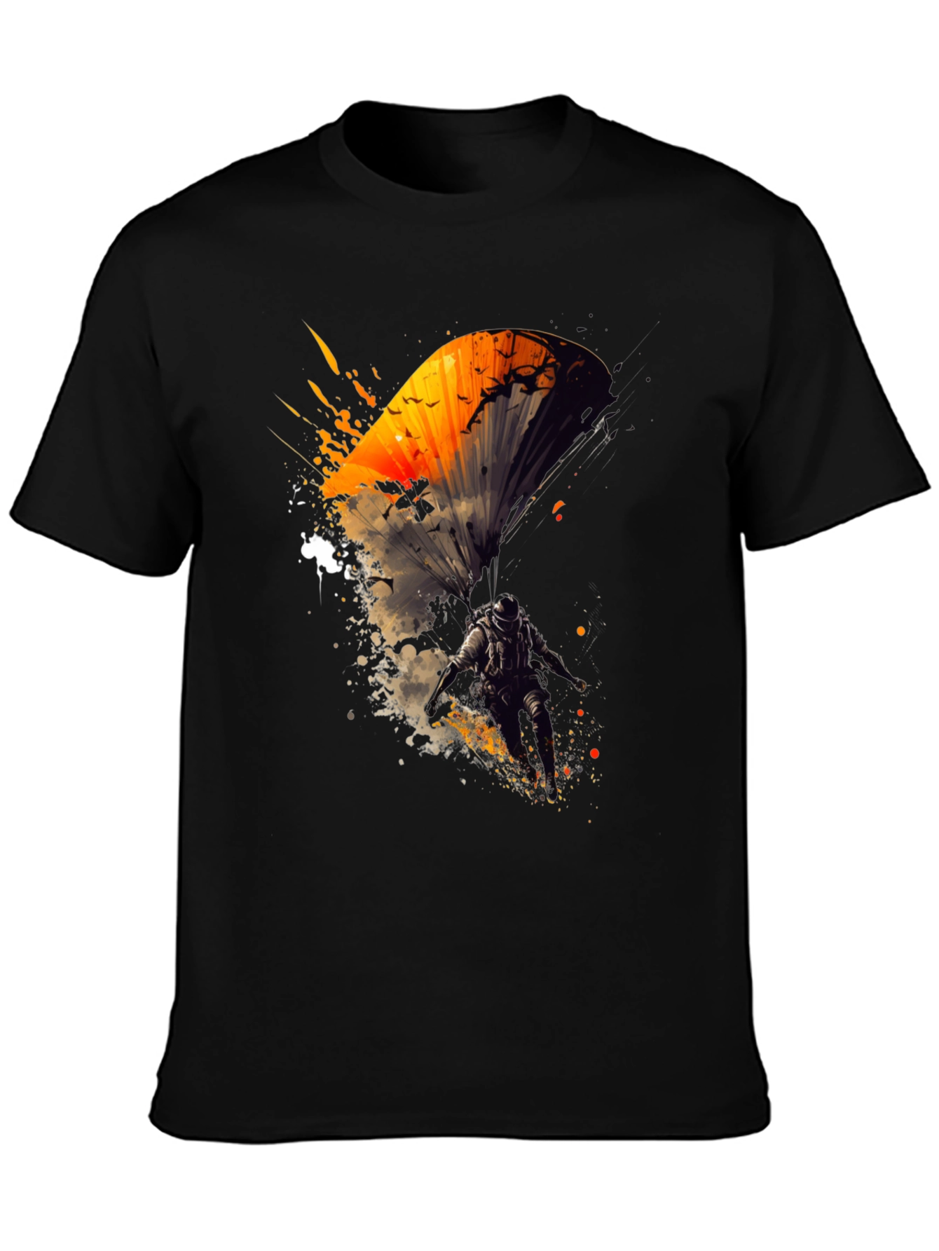 Skydiving Art Graphic Black T-Shirt