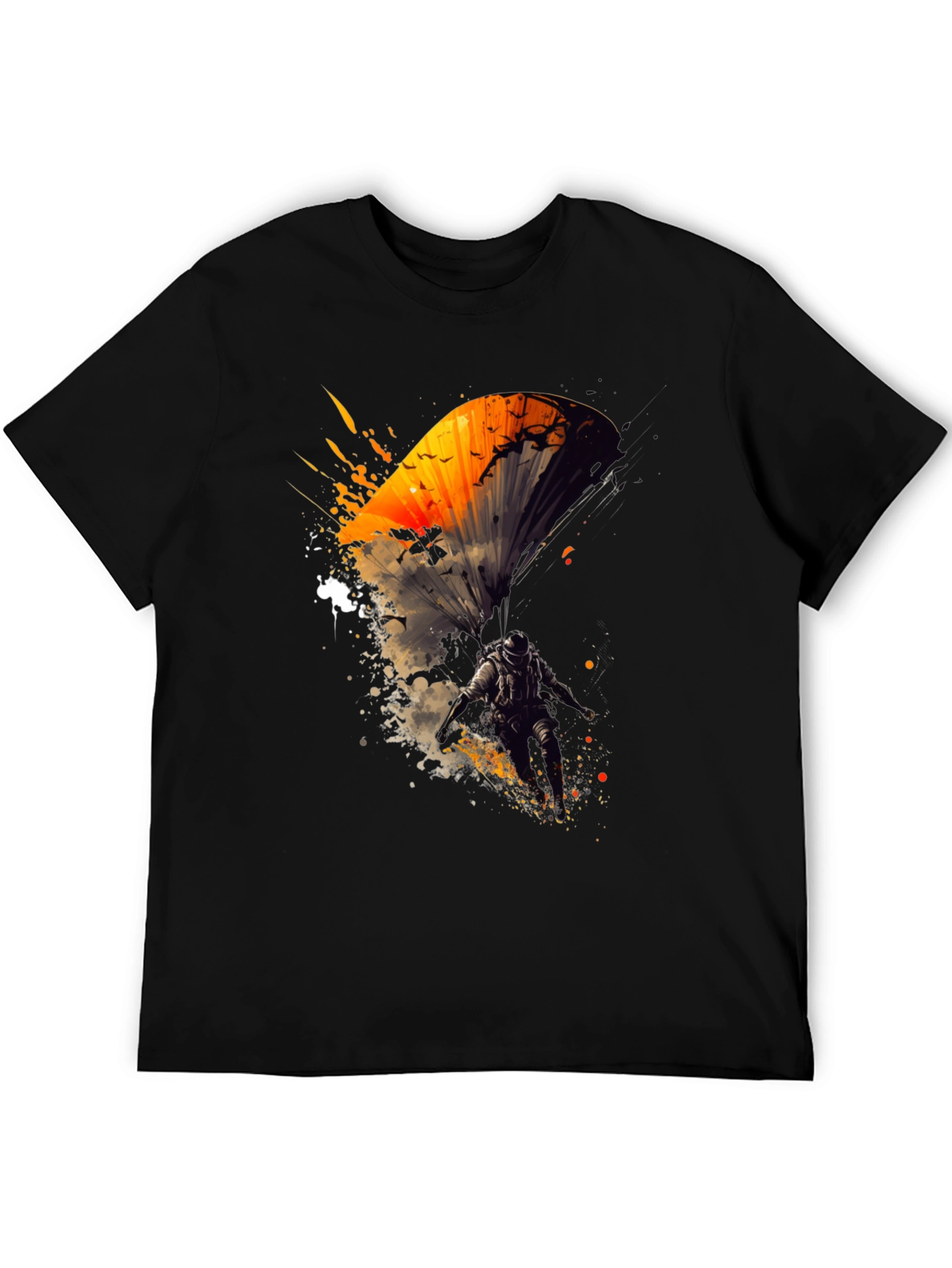 Skydiving Art Graphic Black T-Shirt