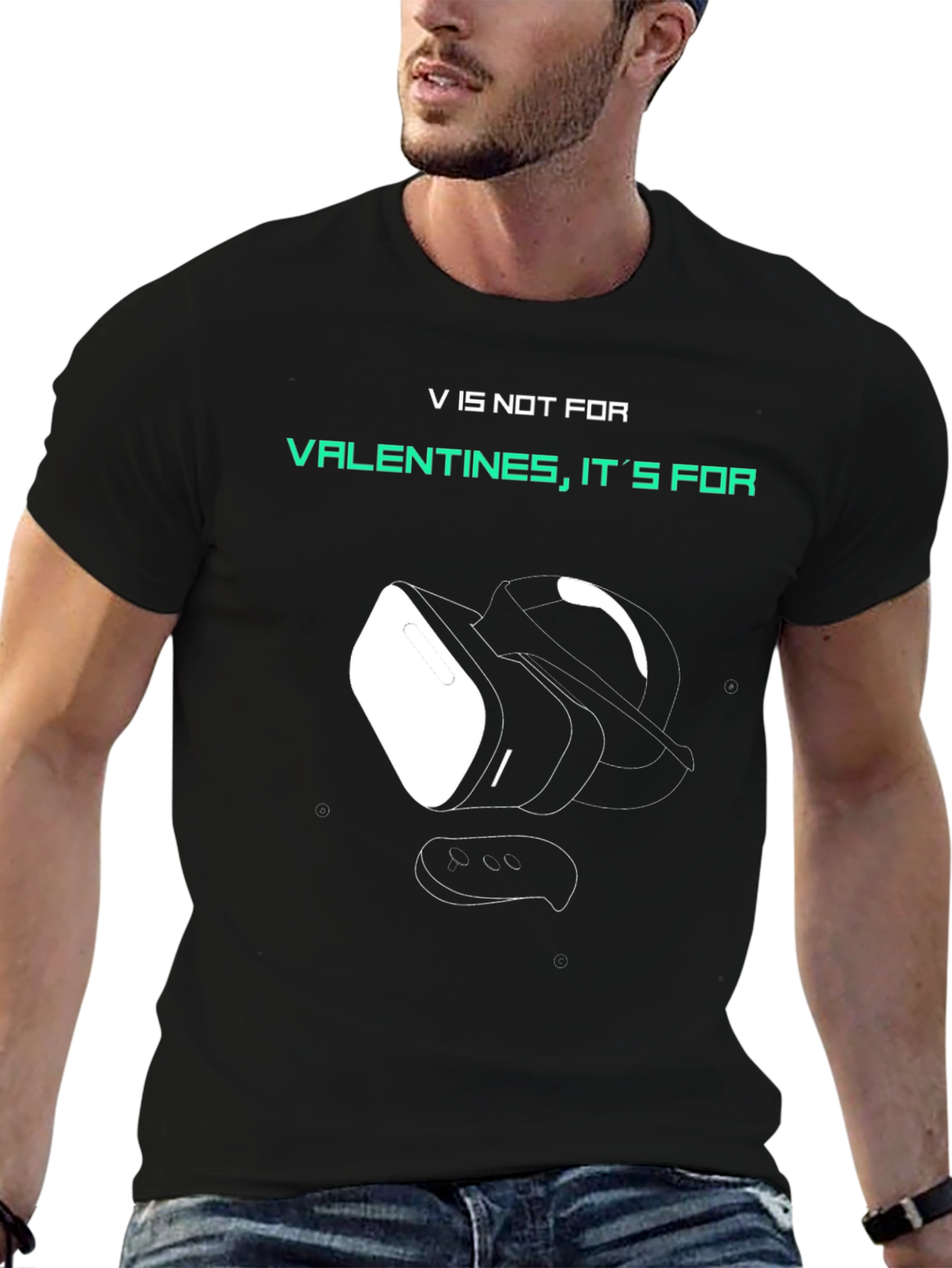 Gamer VR Valentines Day Black T-Shirt