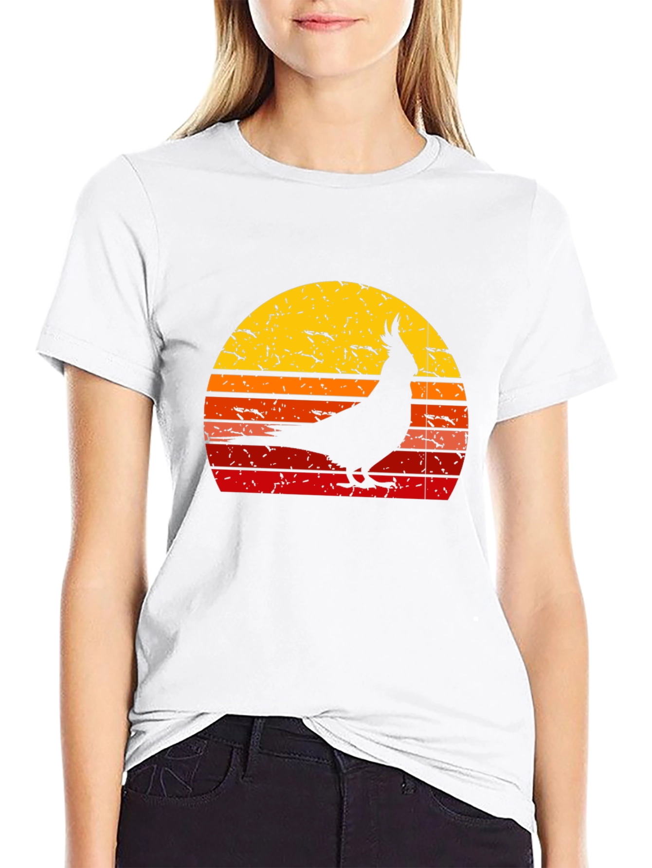 Retro Cockatiel Sunset Graphic Tee - Black