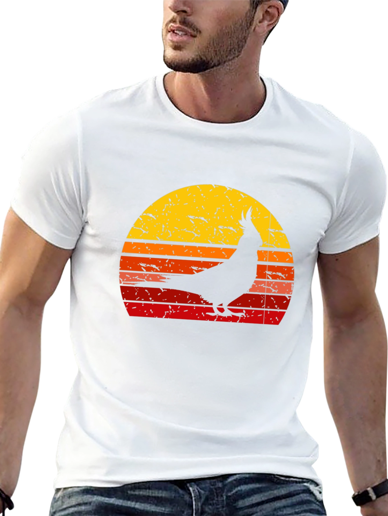 Retro Cockatiel Sunset Graphic Tee - Black