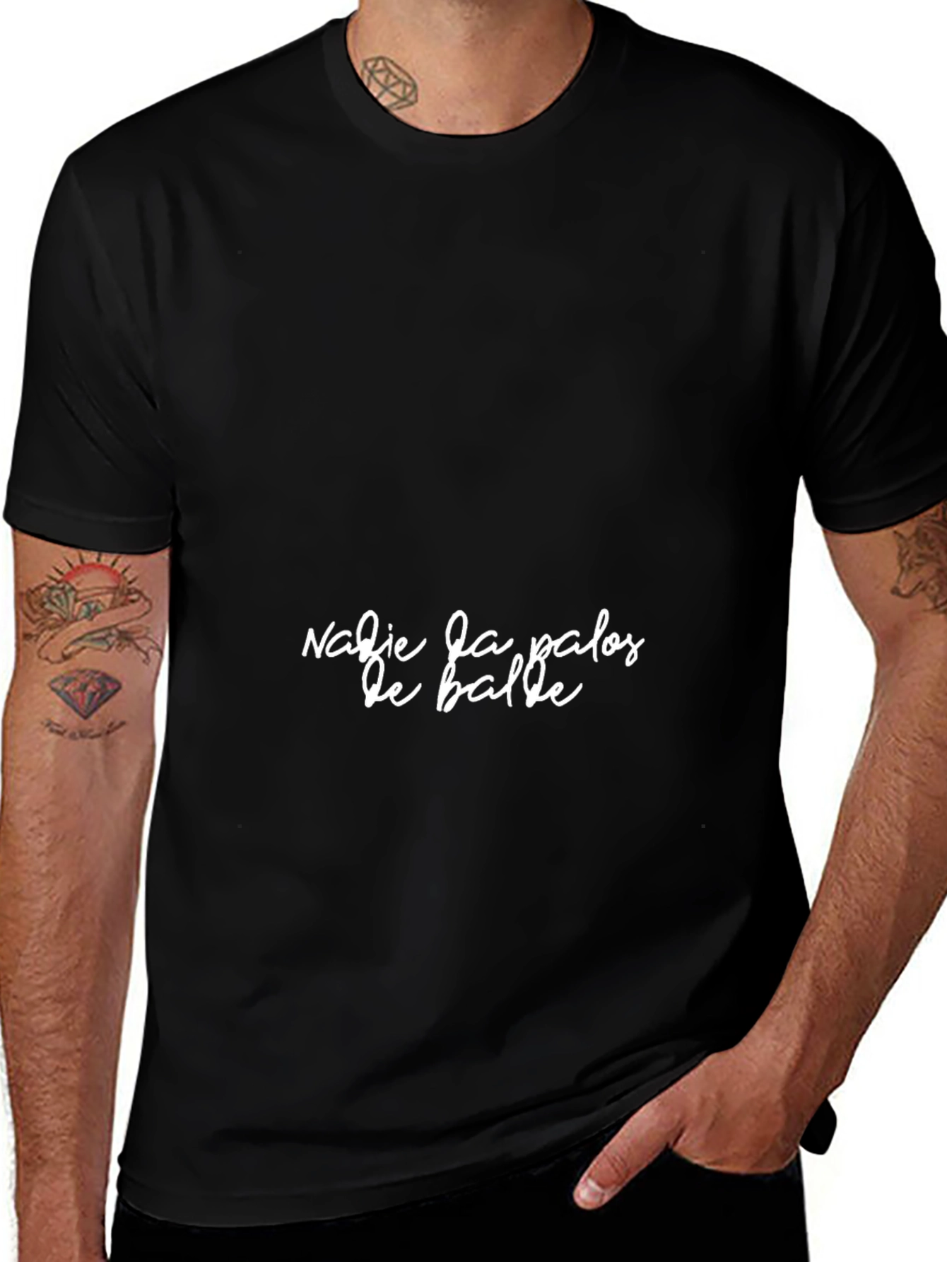 Black T-Shirt With Nadie da palos de balde Print