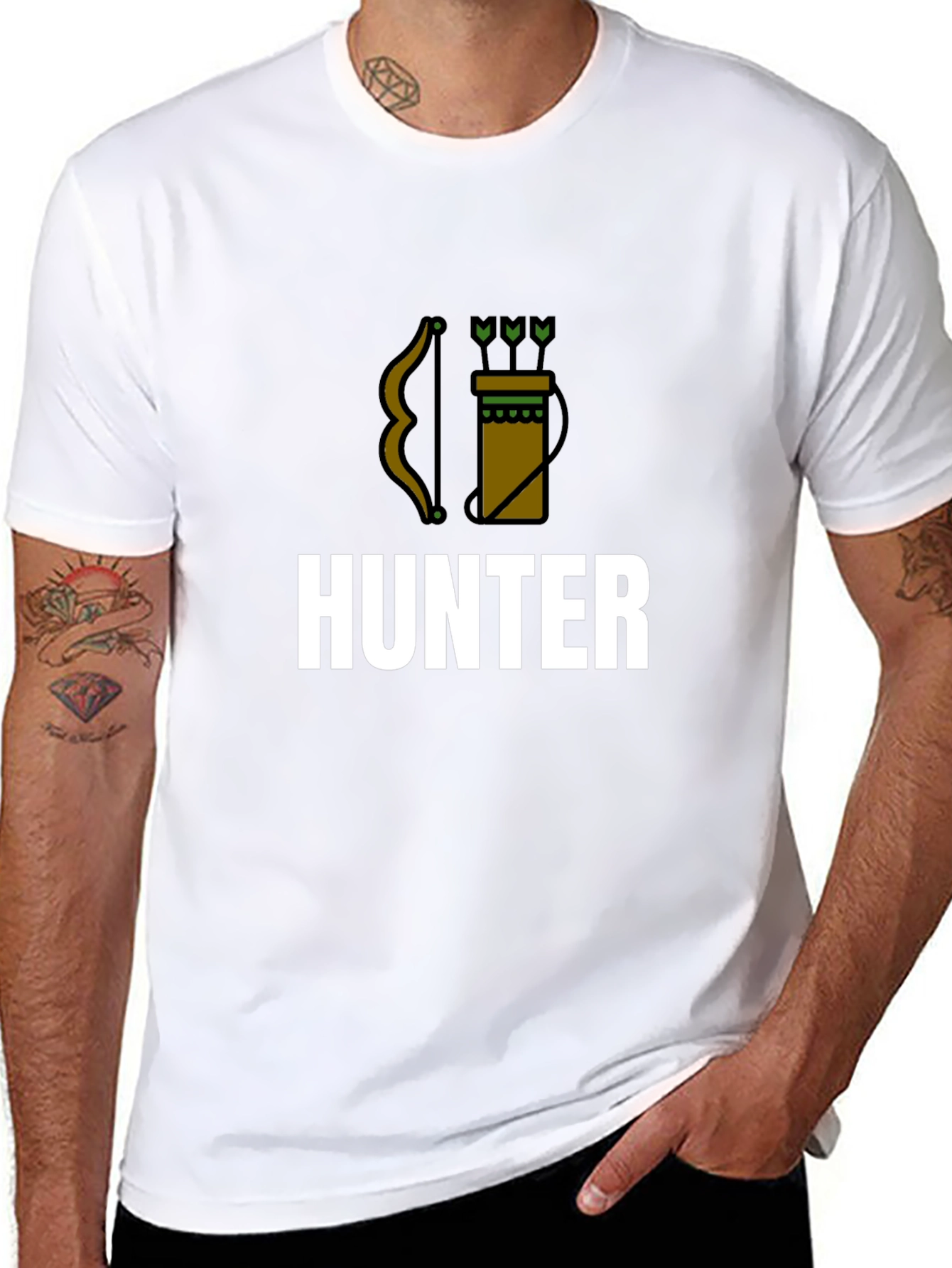 Hunter Graphic Tee - Archery Bow Arrow Design T-Shirt