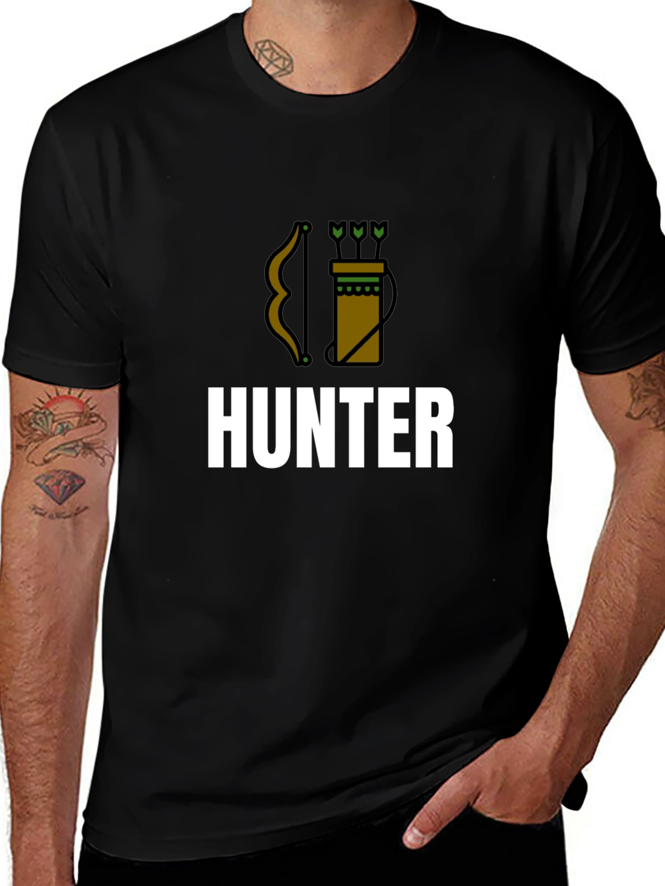 Hunter Graphic Tee - Archery Bow Arrow Design T-Shirt