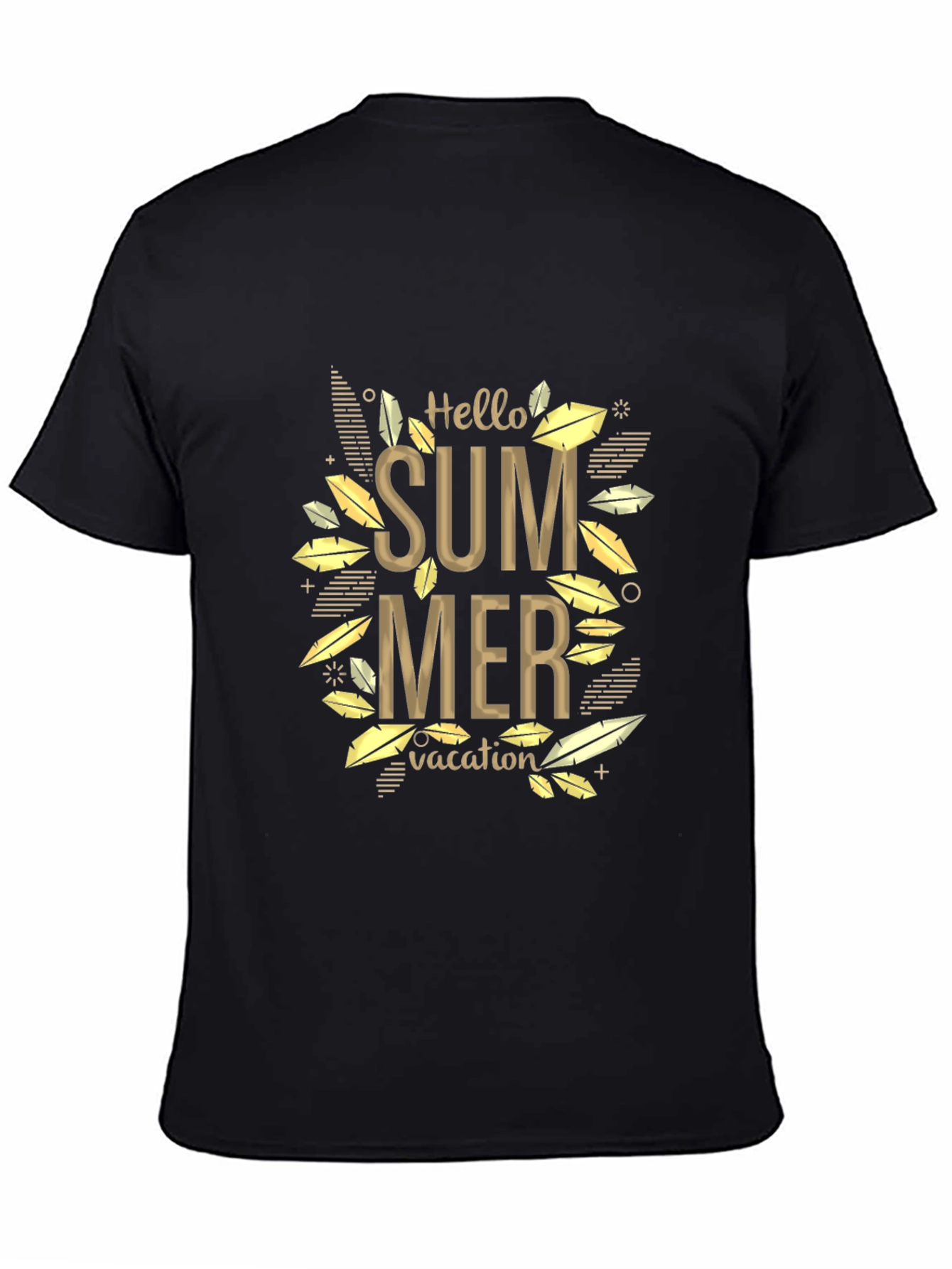 Hello Summer Vacation Black Graphic T-Shirt