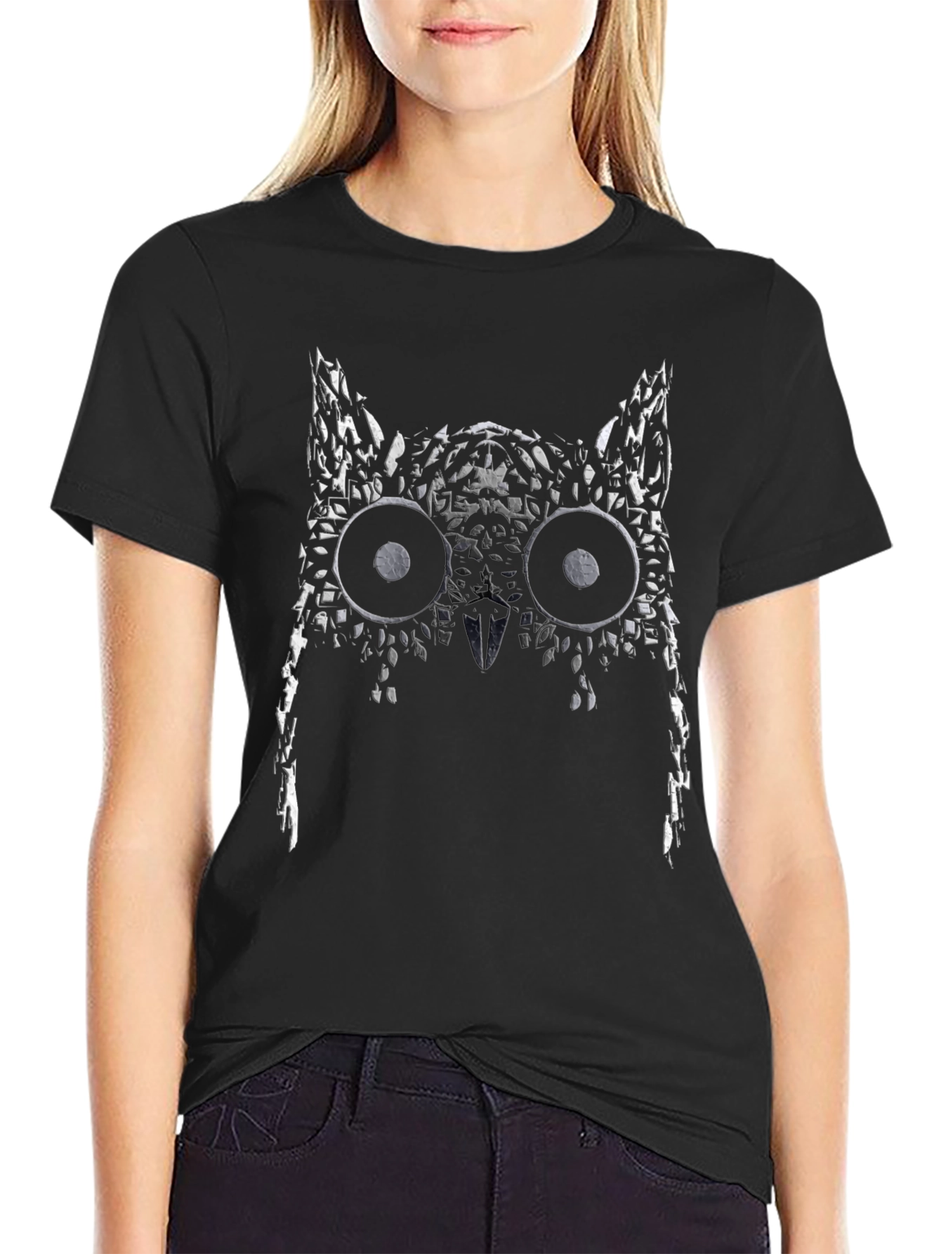 Abstract Owl Graphic Tee - Mens Black T-Shirt