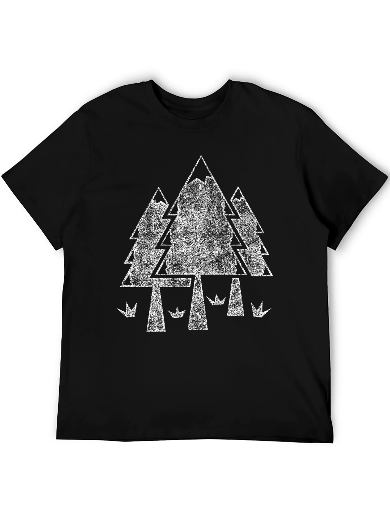 Retro Forest Graphic Tee - Black Cotton