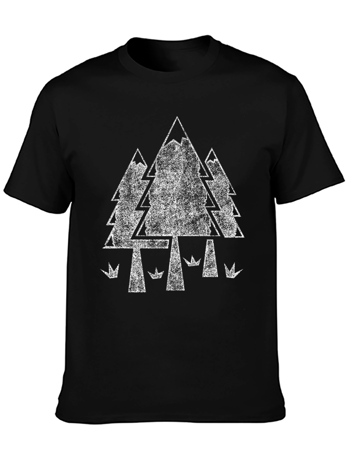 Retro Forest Graphic Tee - Black Cotton