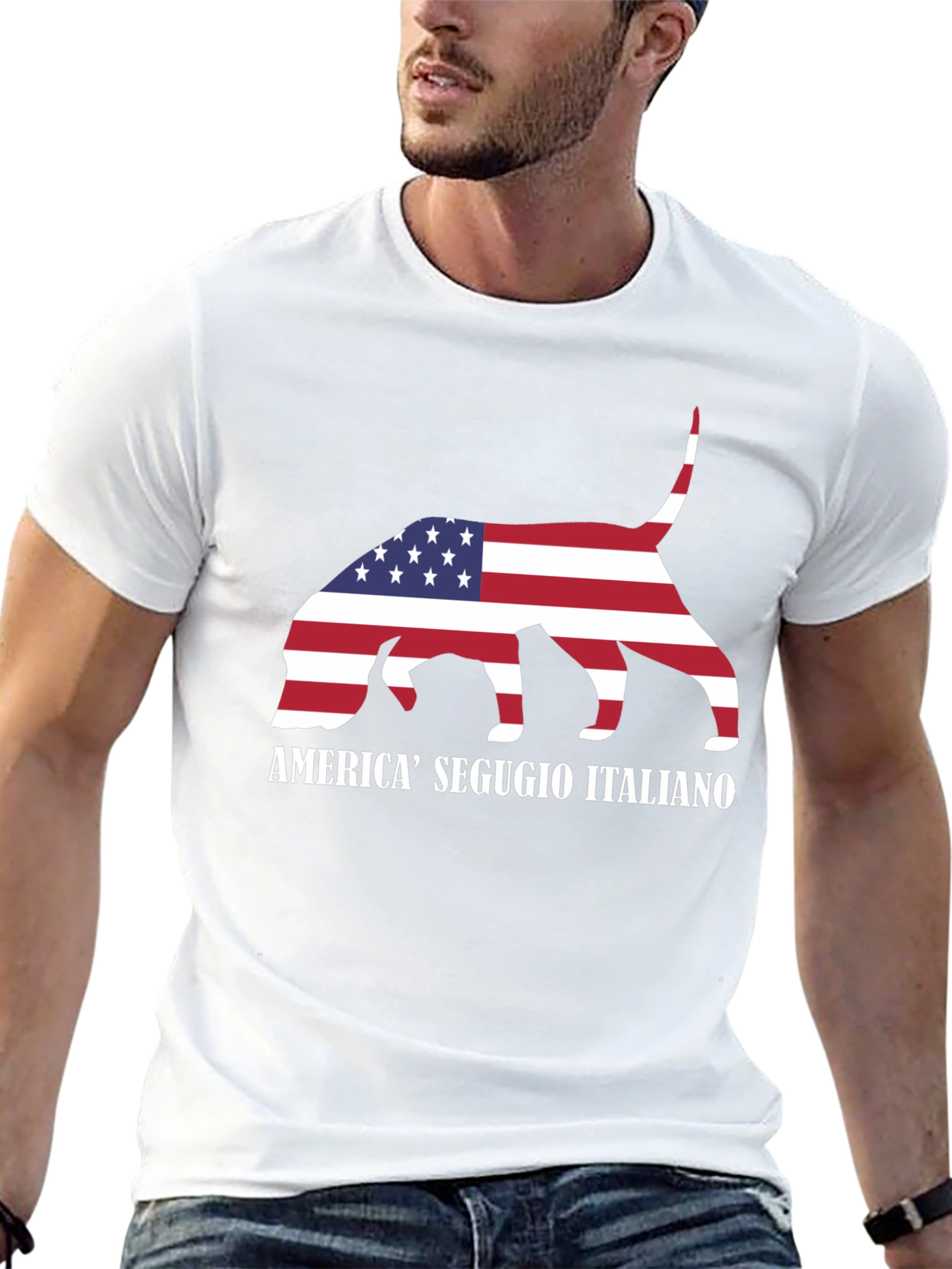 Segugio Italiano Dog USA Flag T-Shirt