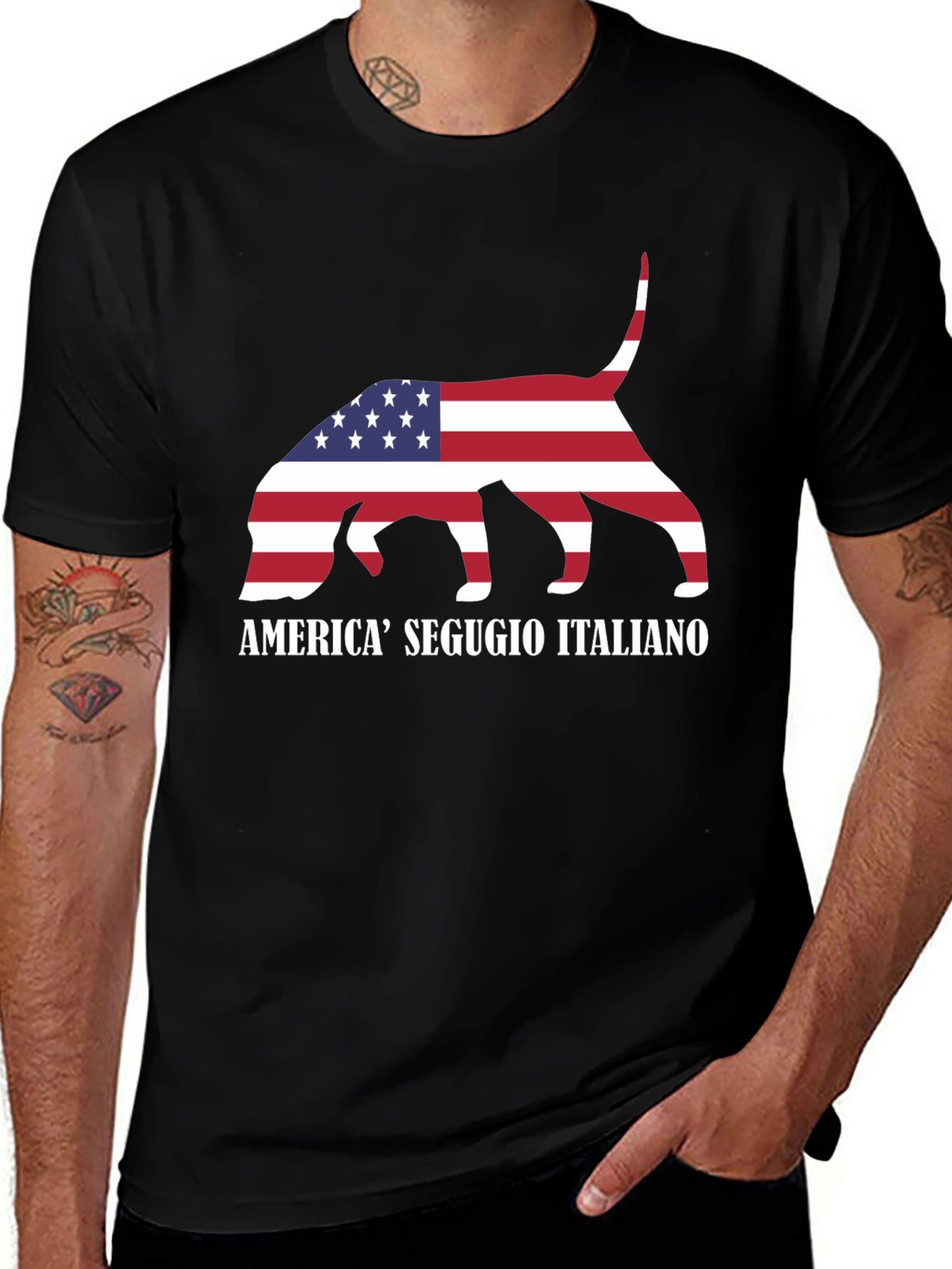 Segugio Italiano Dog USA Flag T-Shirt