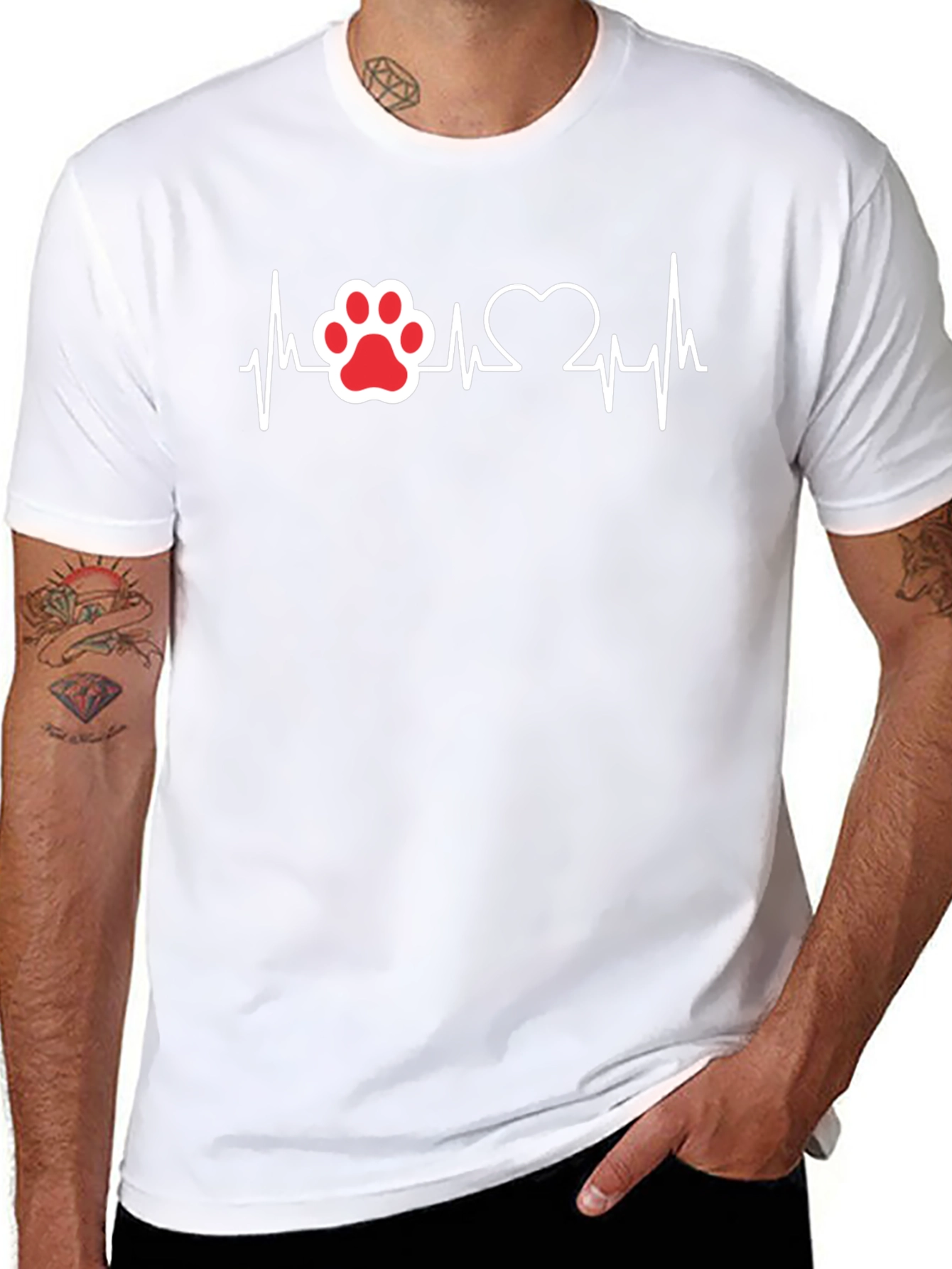 Paw Print Heartbeat T-Shirt - Dog Lover Tee
