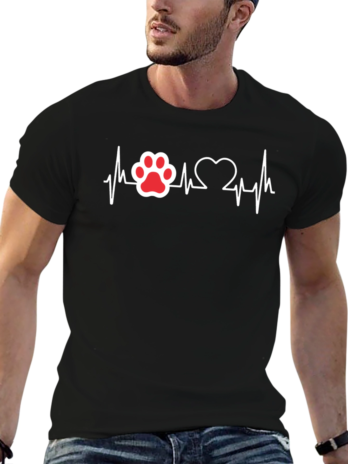 Paw Print Heartbeat T-Shirt - Dog Lover Tee
