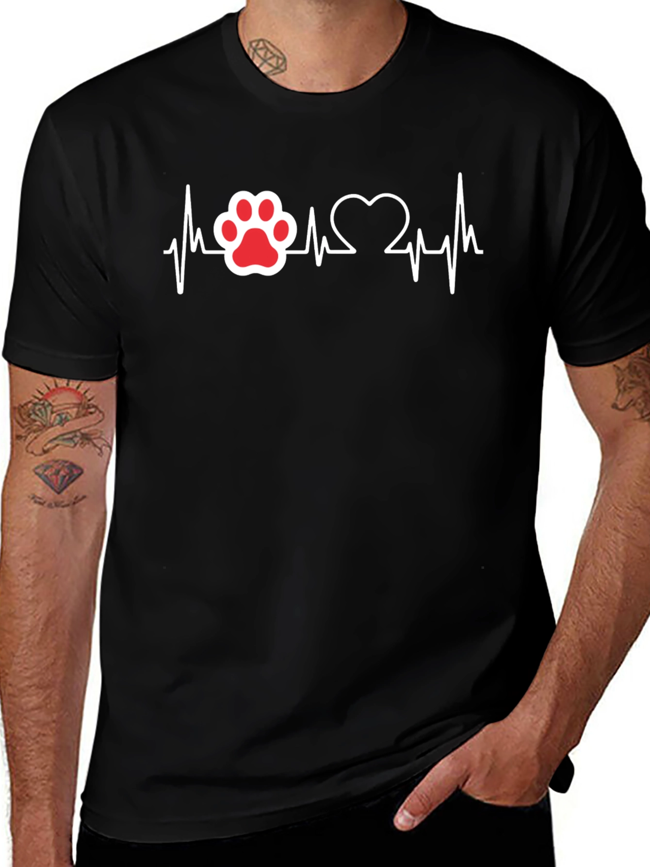 Paw Print Heartbeat T-Shirt - Dog Lover Tee