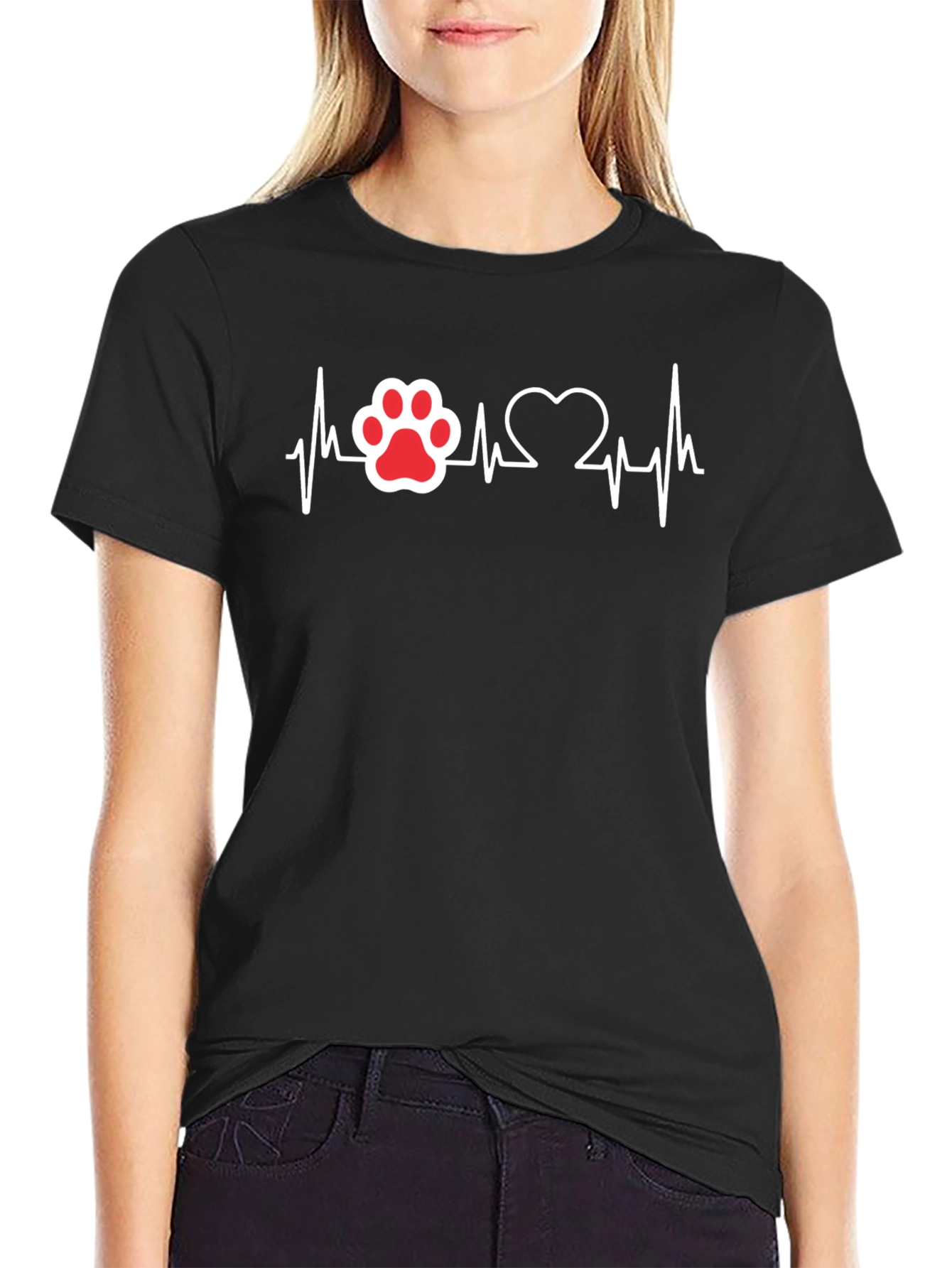 Paw Print Heartbeat T-Shirt - Dog Lover Tee