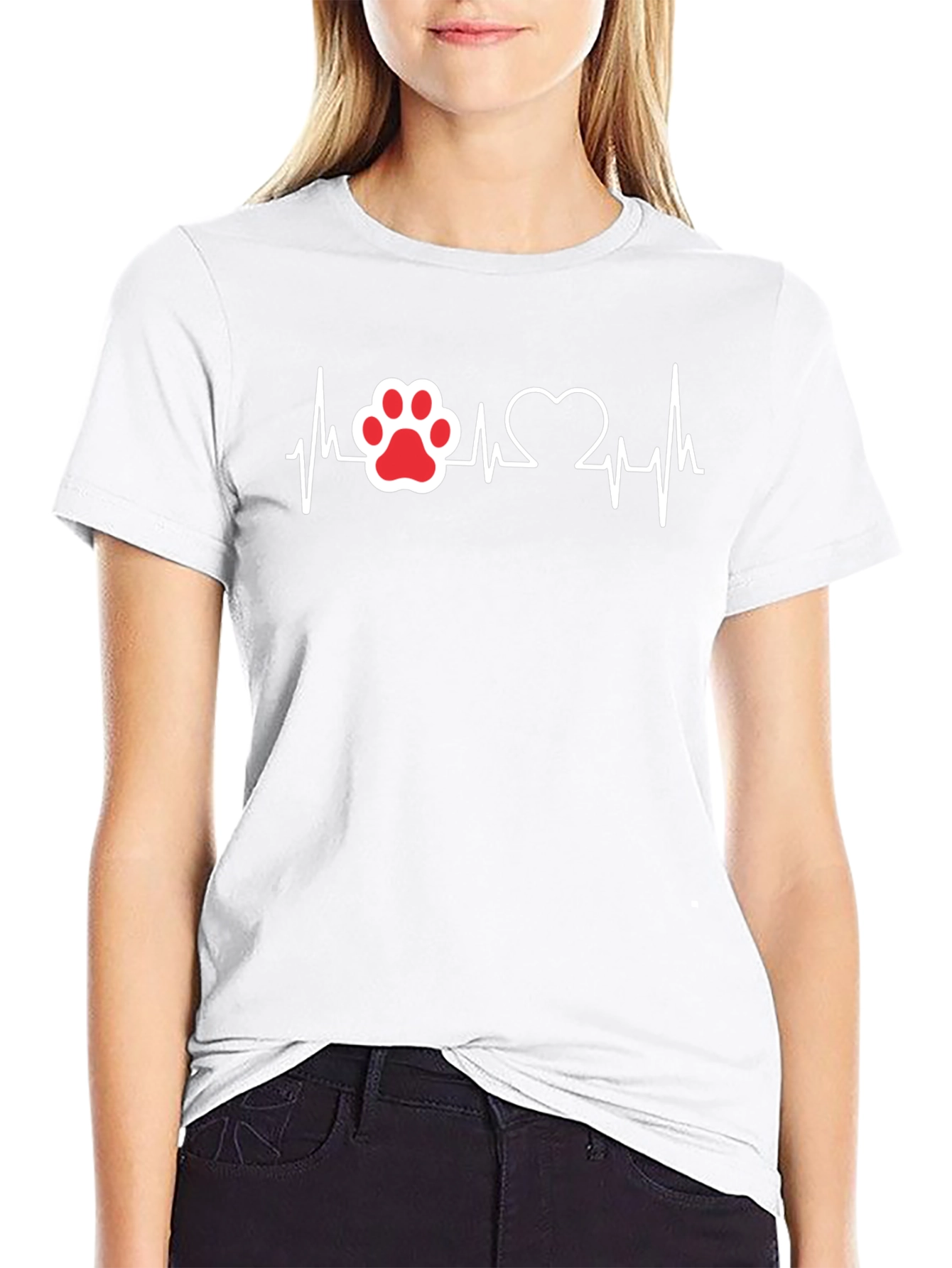 Paw Print Heartbeat T-Shirt - Dog Lover Tee