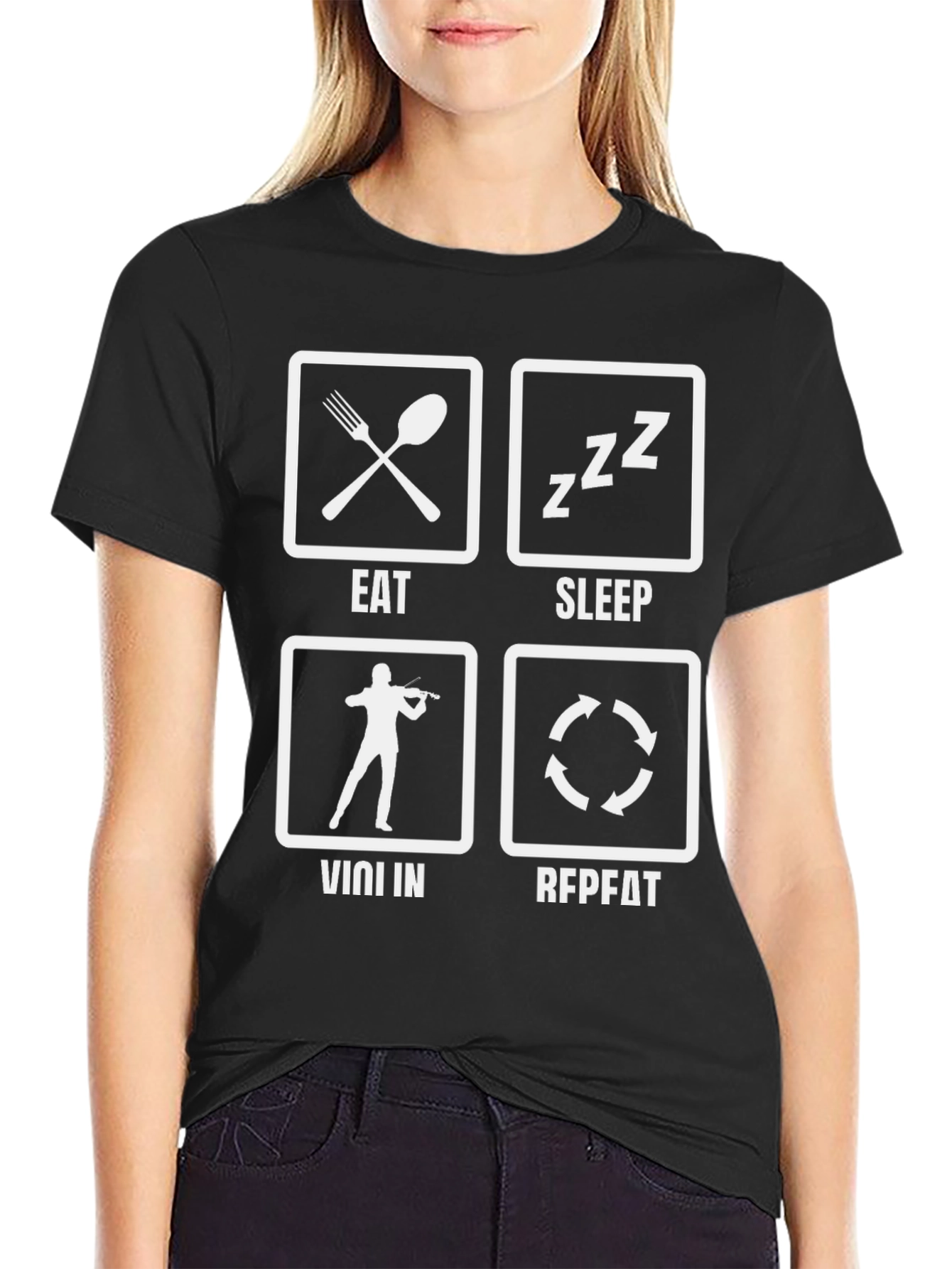 Eat Sleep Violin Repeat Black T-Shirt