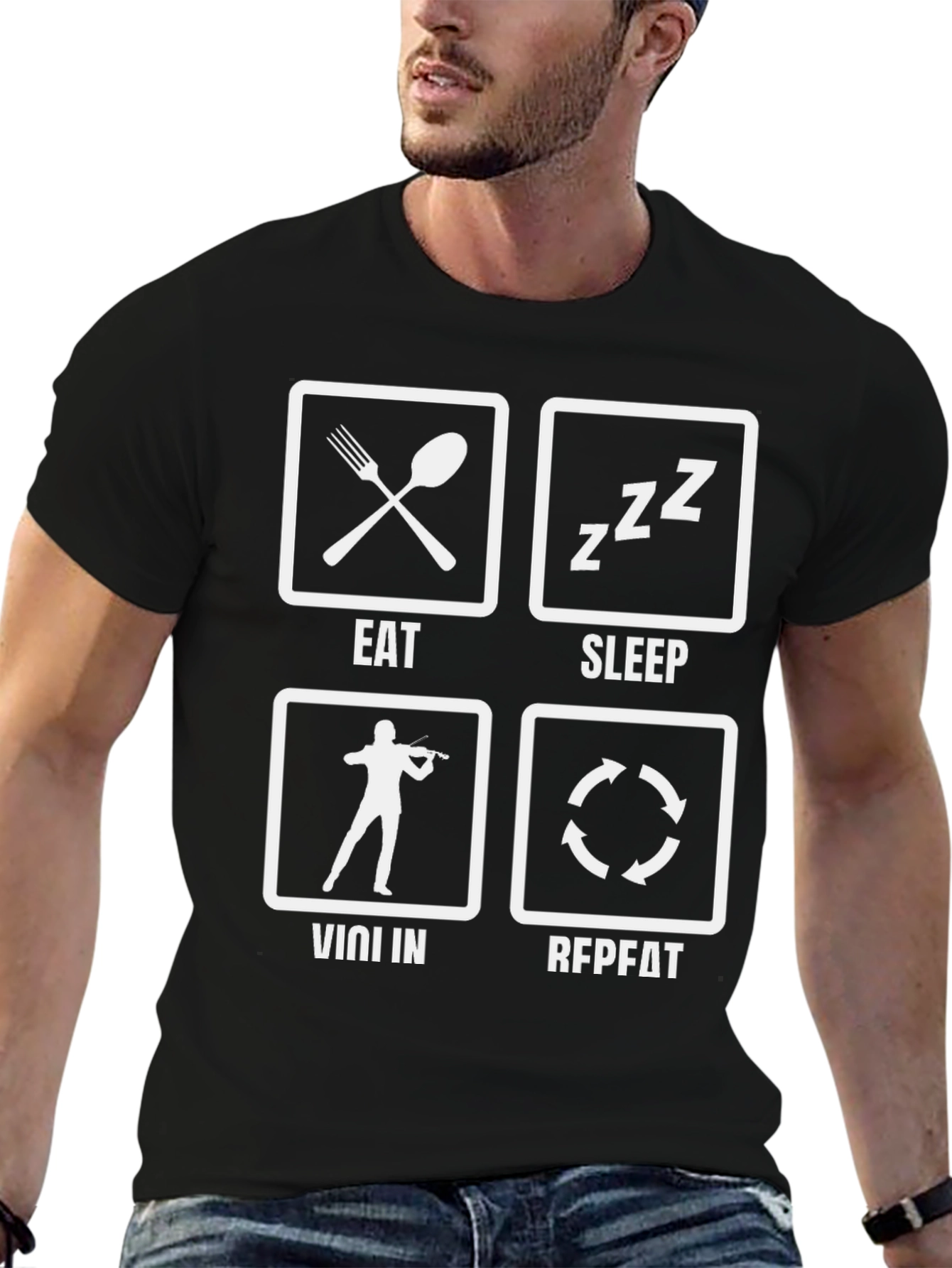 Eat Sleep Violin Repeat Black T-Shirt