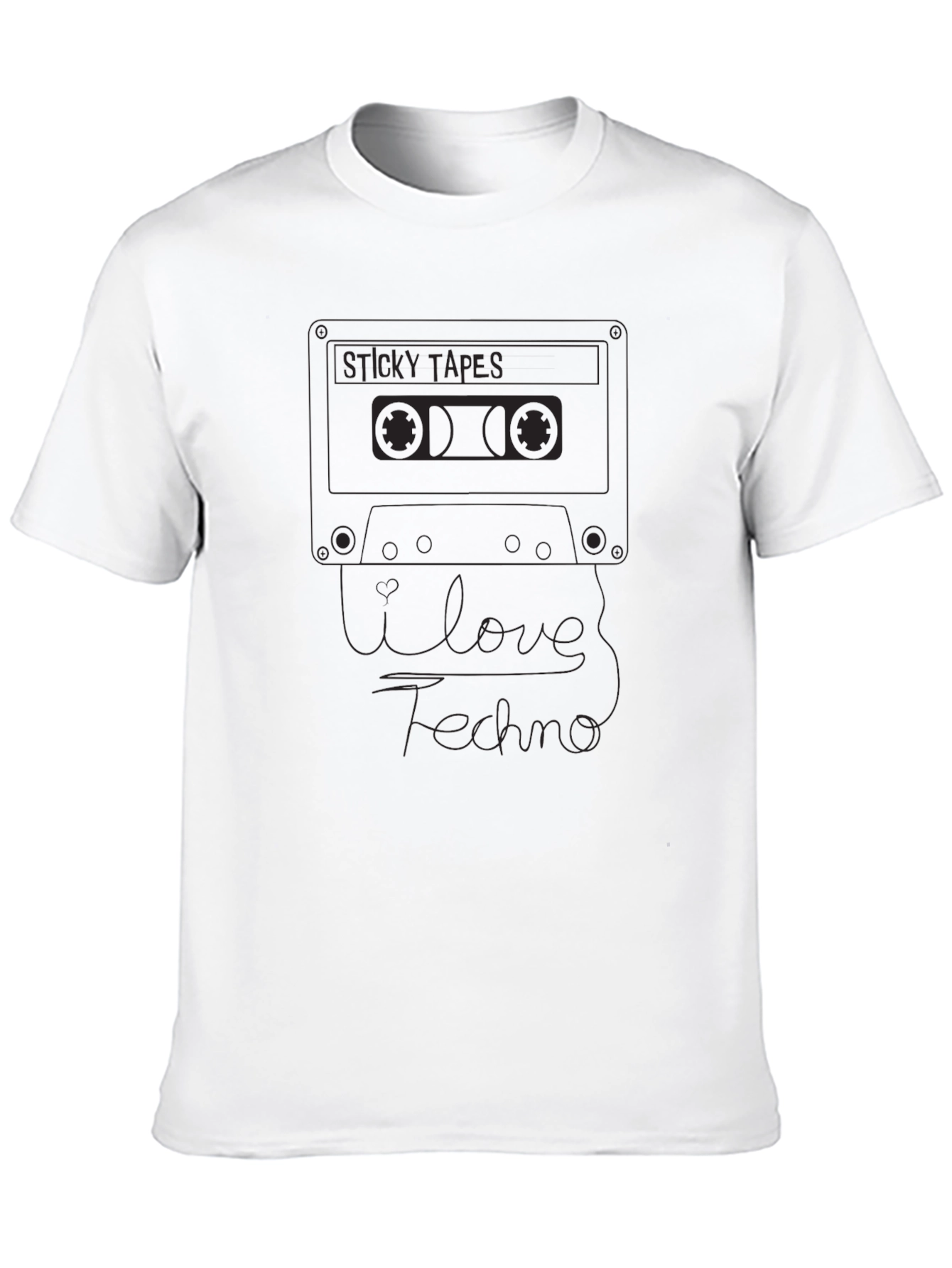 I Love Techno Cassette Tape Mens Black T-Shirt