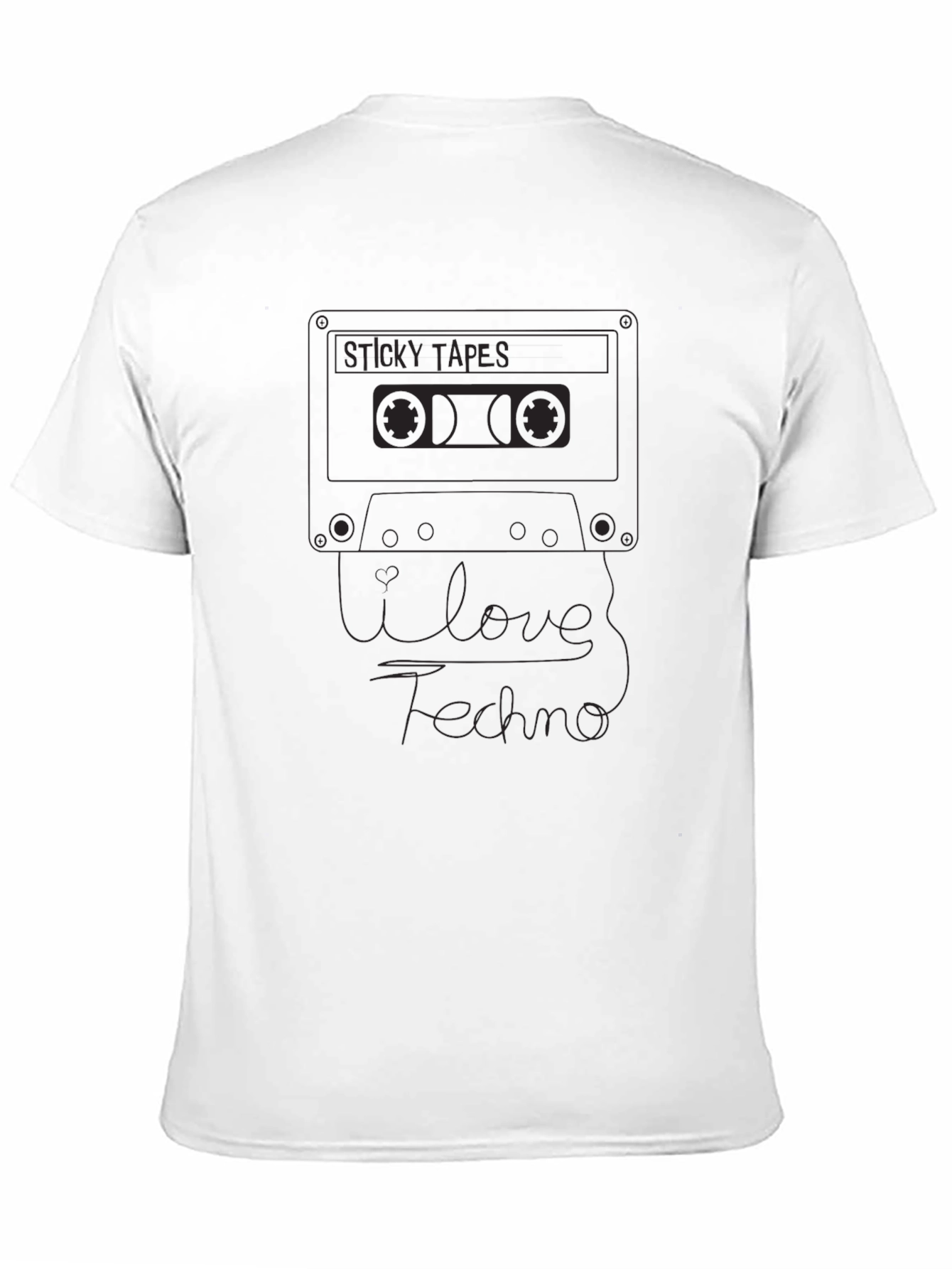 I Love Techno Cassette Tape Mens Black T-Shirt