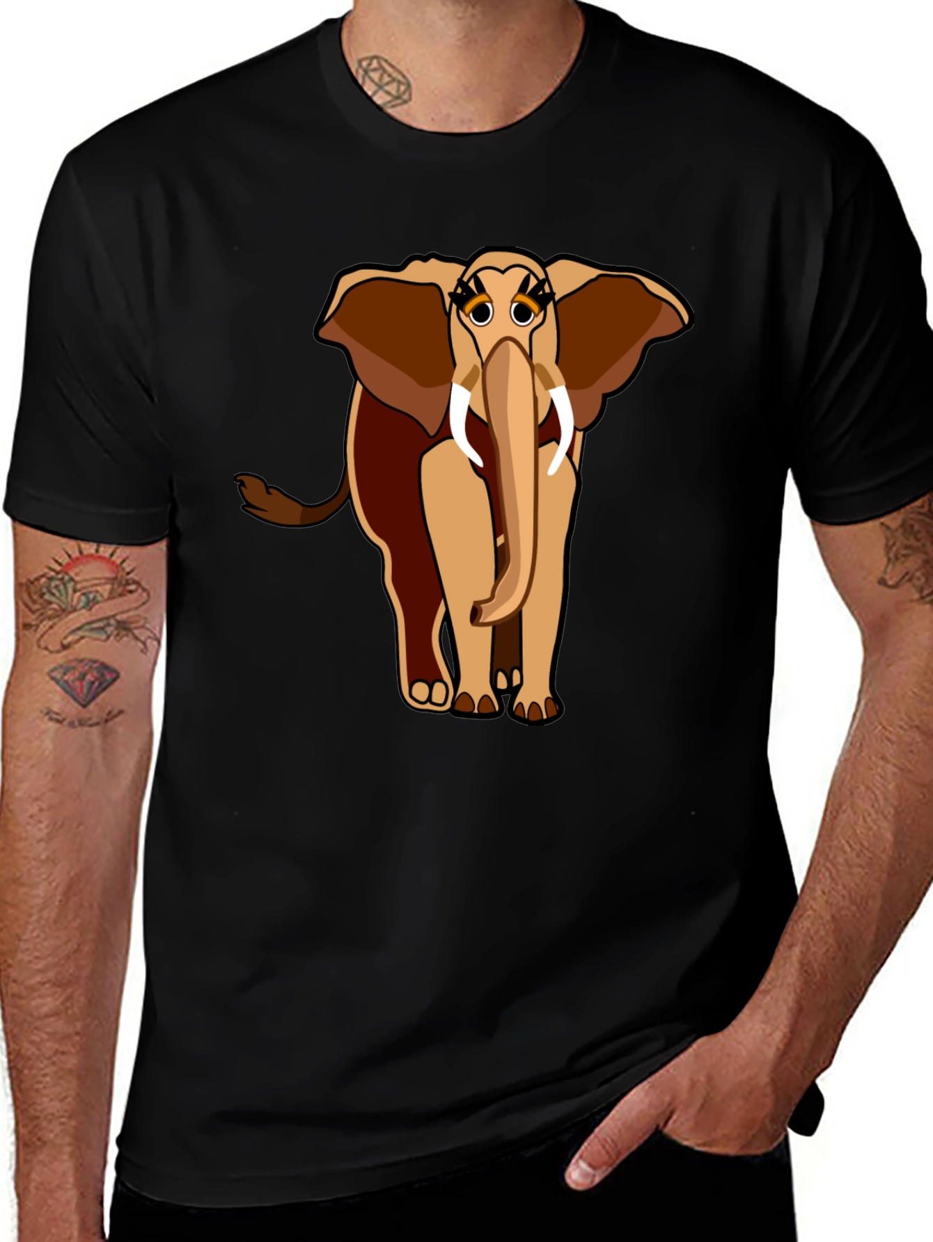 Elephant Graphic Tee - Unique Cartoon Design