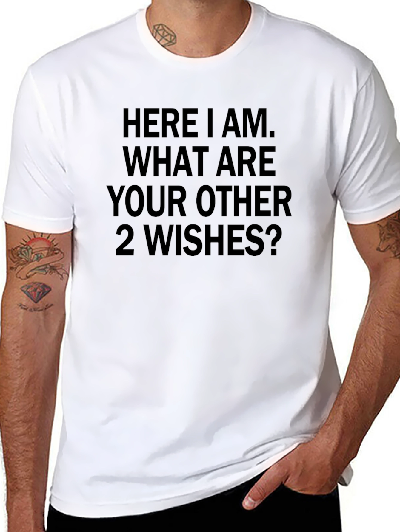 Humorous 2 Wishes Black T-Shirt