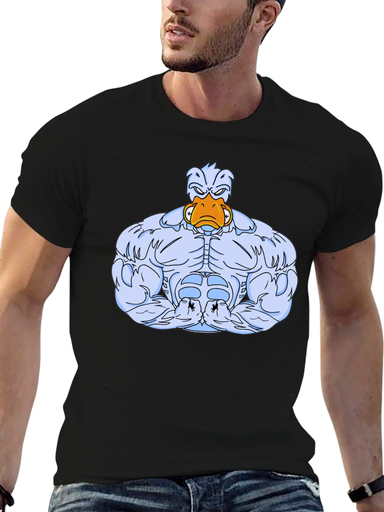 Muscle Duck Graphic Tee - Black Cotton T-Shirt