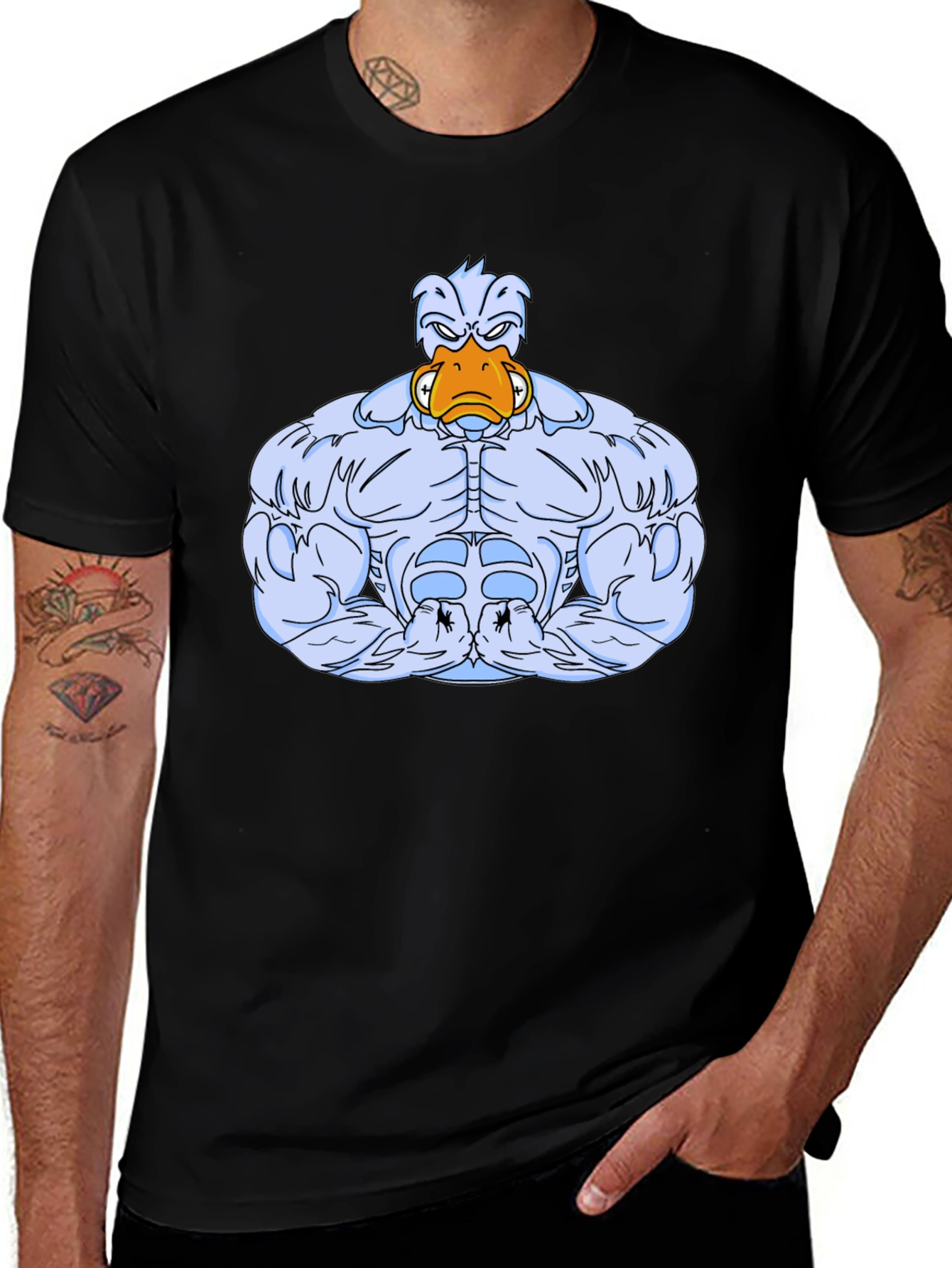 Muscle Duck Graphic Tee - Black Cotton T-Shirt