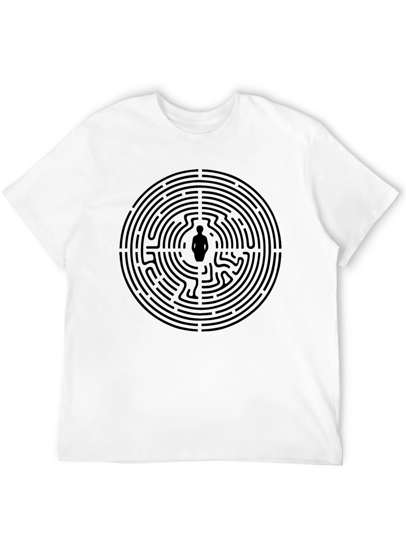 Labyrinth Man Graphic Tee - Stylish Black Cotton T-Shirt