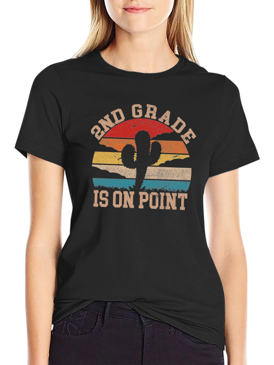 2nd Grade Is On Point T-Shirt - Cactus Retro Design