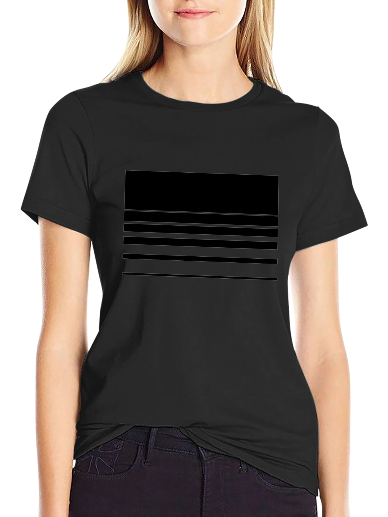 Mens Black Striped Graphic Tee - Casual Comfort
