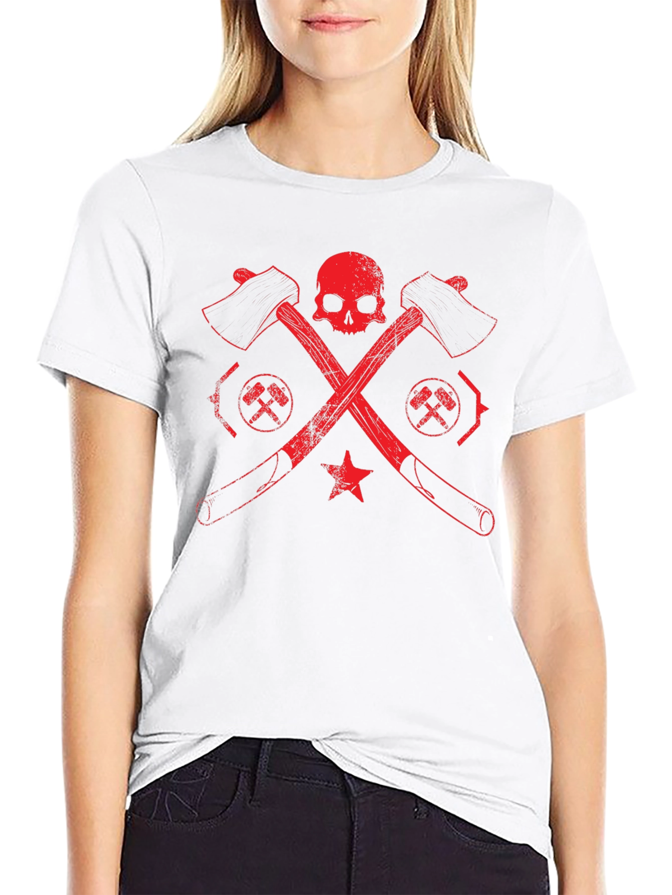 Skull & Crossed Axes Graphic Tee - Black