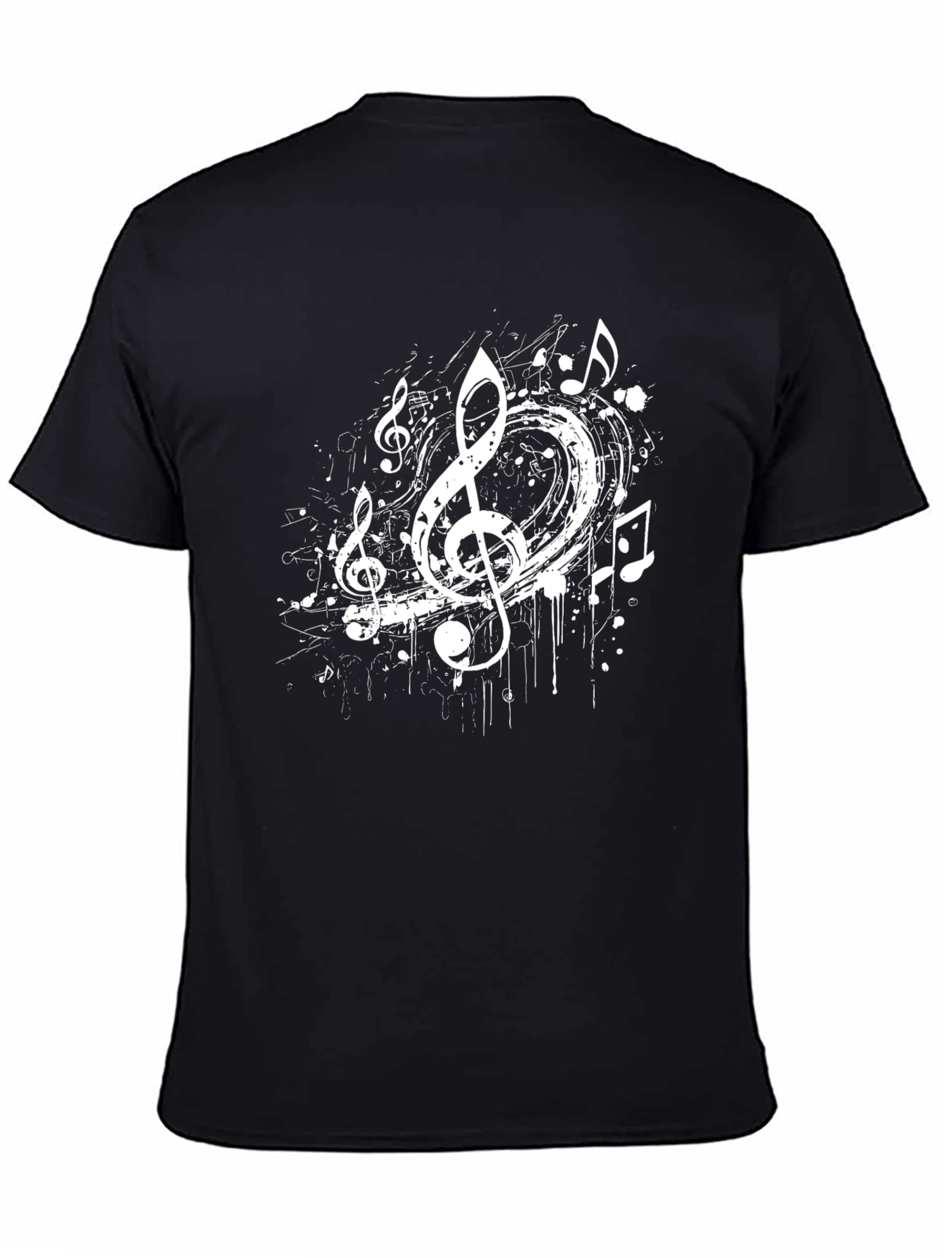 Musical Notes Graphic Black T-Shirt