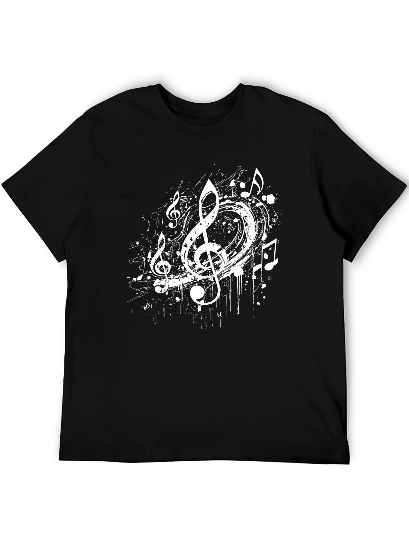 Musical Notes Graphic Black T-Shirt
