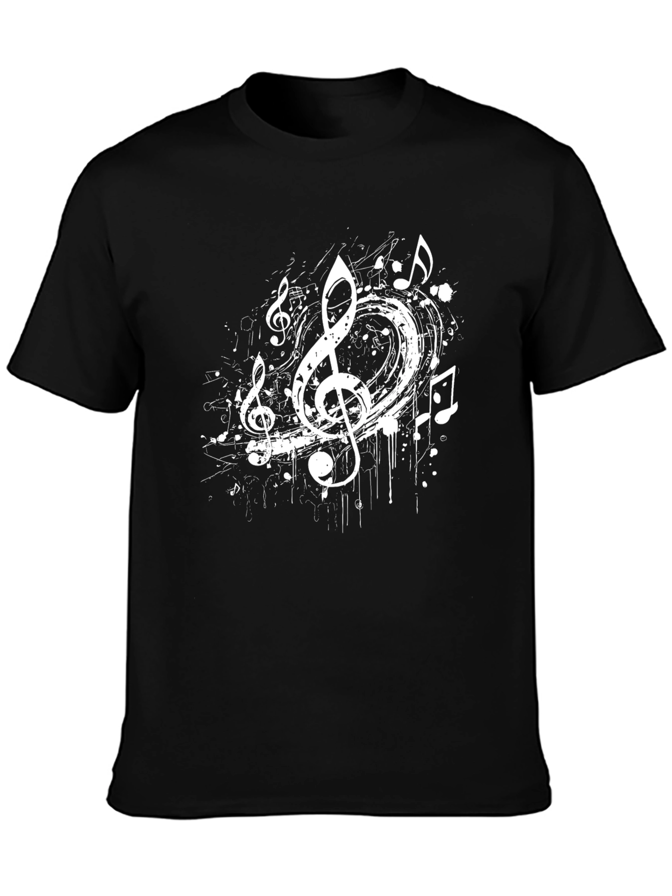 Musical Notes Graphic Black T-Shirt