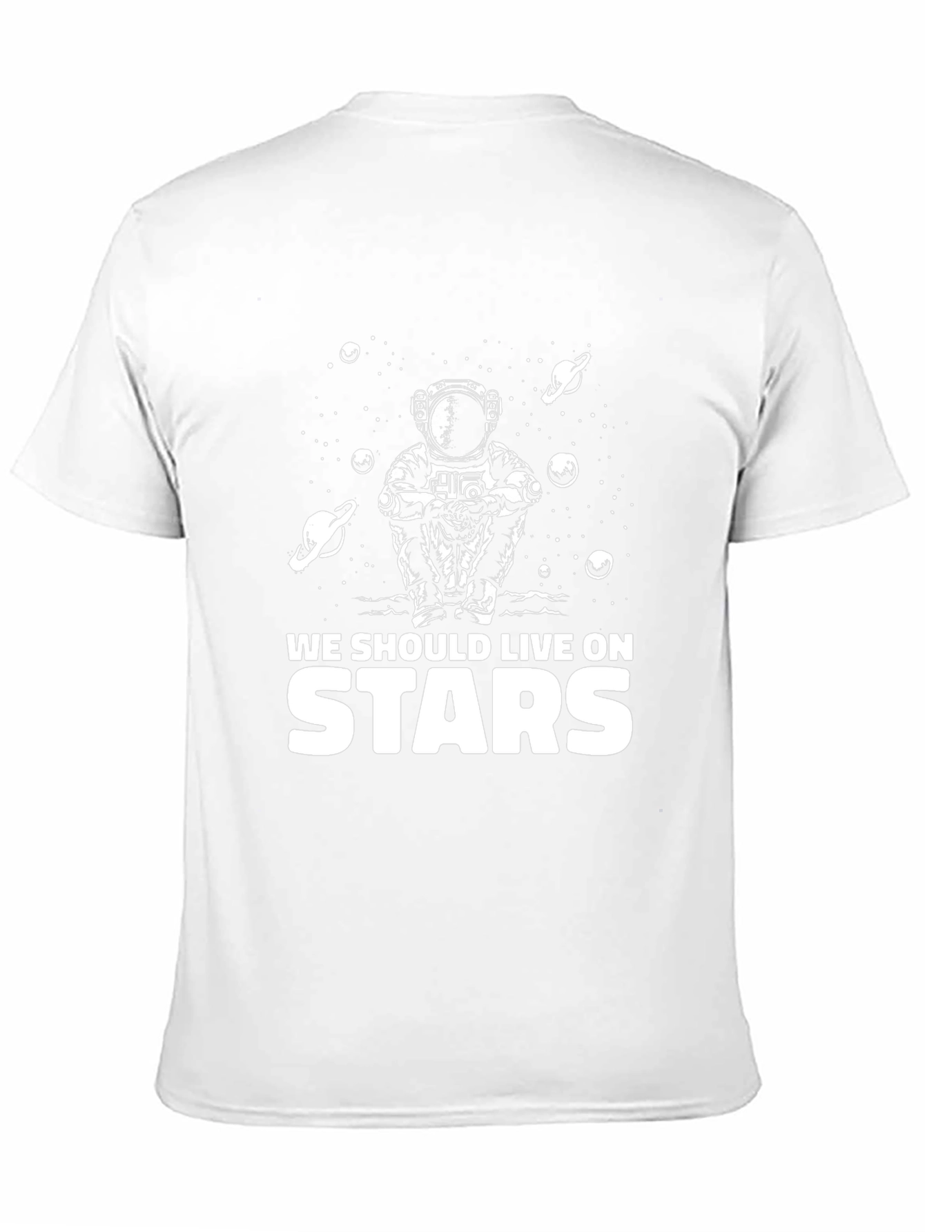 Astronaut Stars Graphic T-Shirt - Black Crew Neck