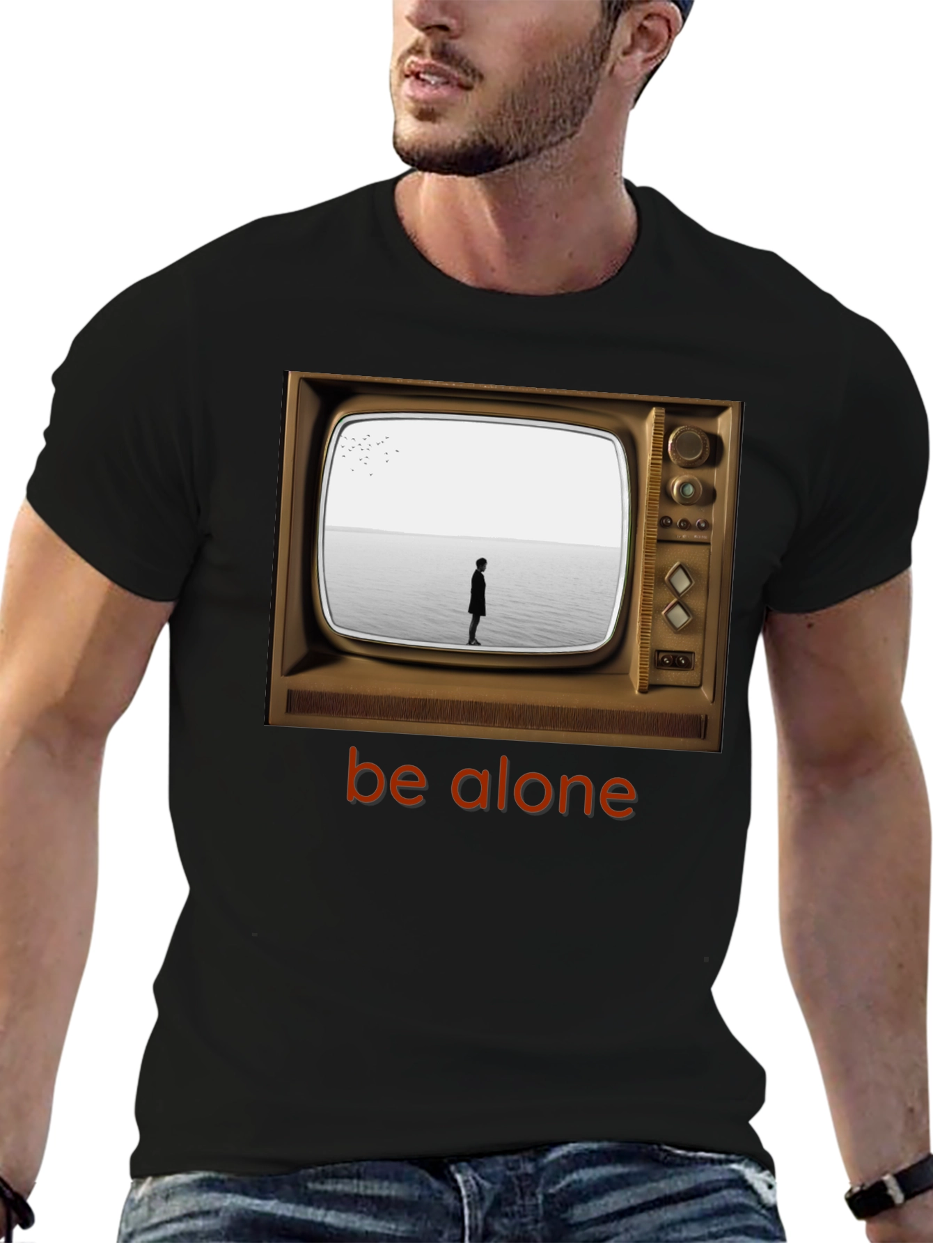 Retro TV Be Alone Graphic T-Shirt