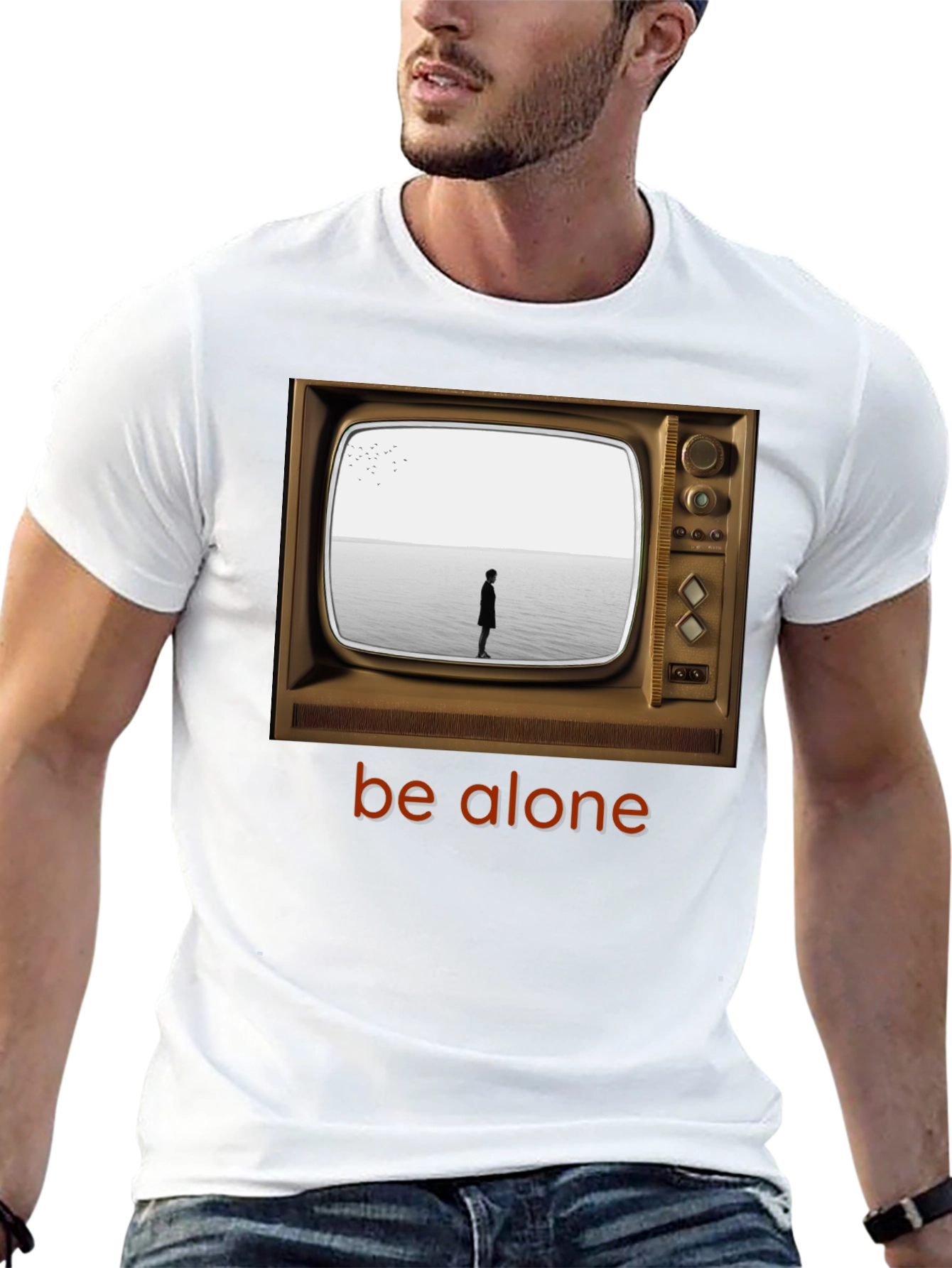 Retro TV Be Alone Graphic T-Shirt