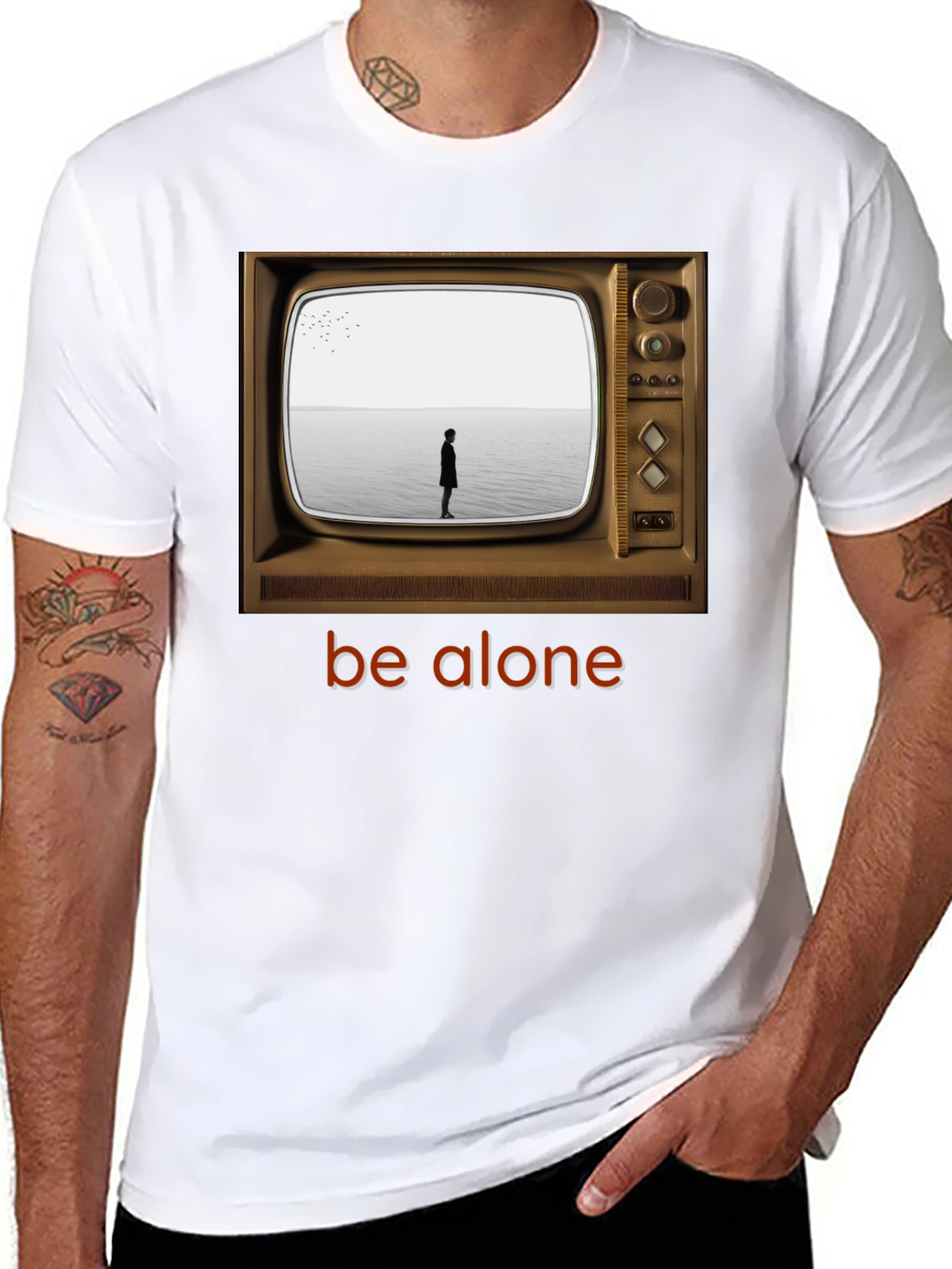 Retro TV Be Alone Graphic T-Shirt