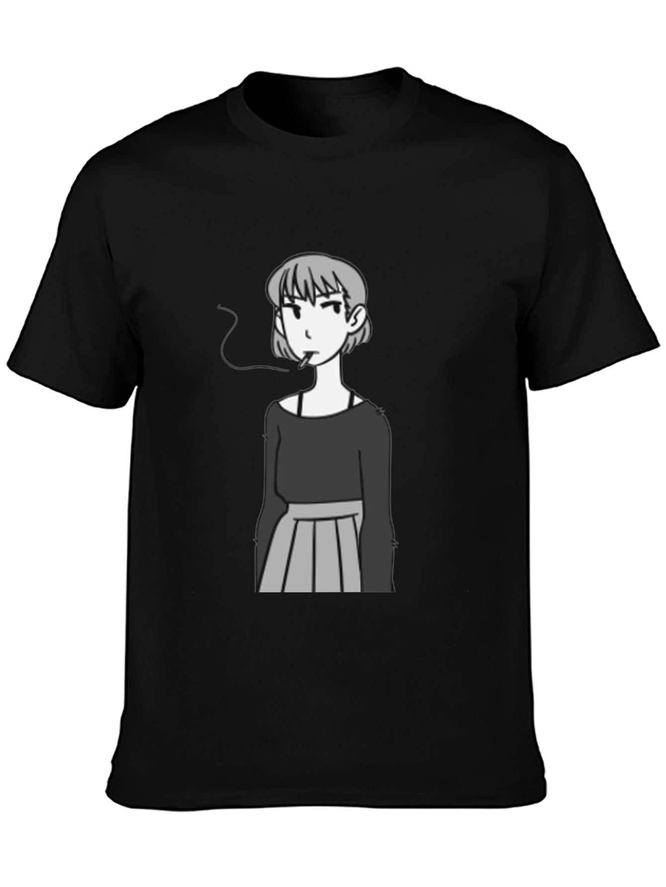 Smoking Girl Graphic Tee - Trendy Unisex T-Shirt