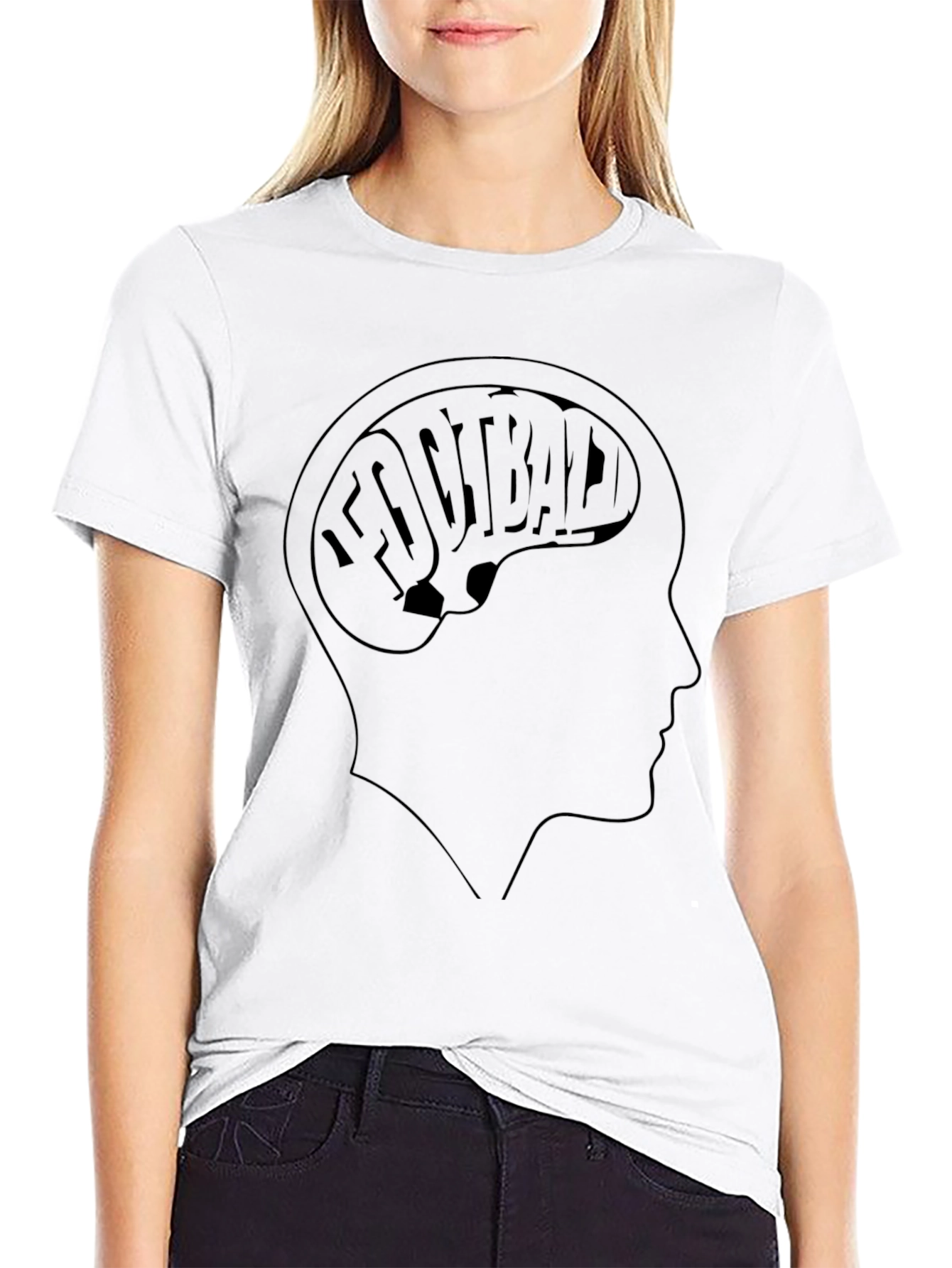 Football Brain Graphic Tee - Black