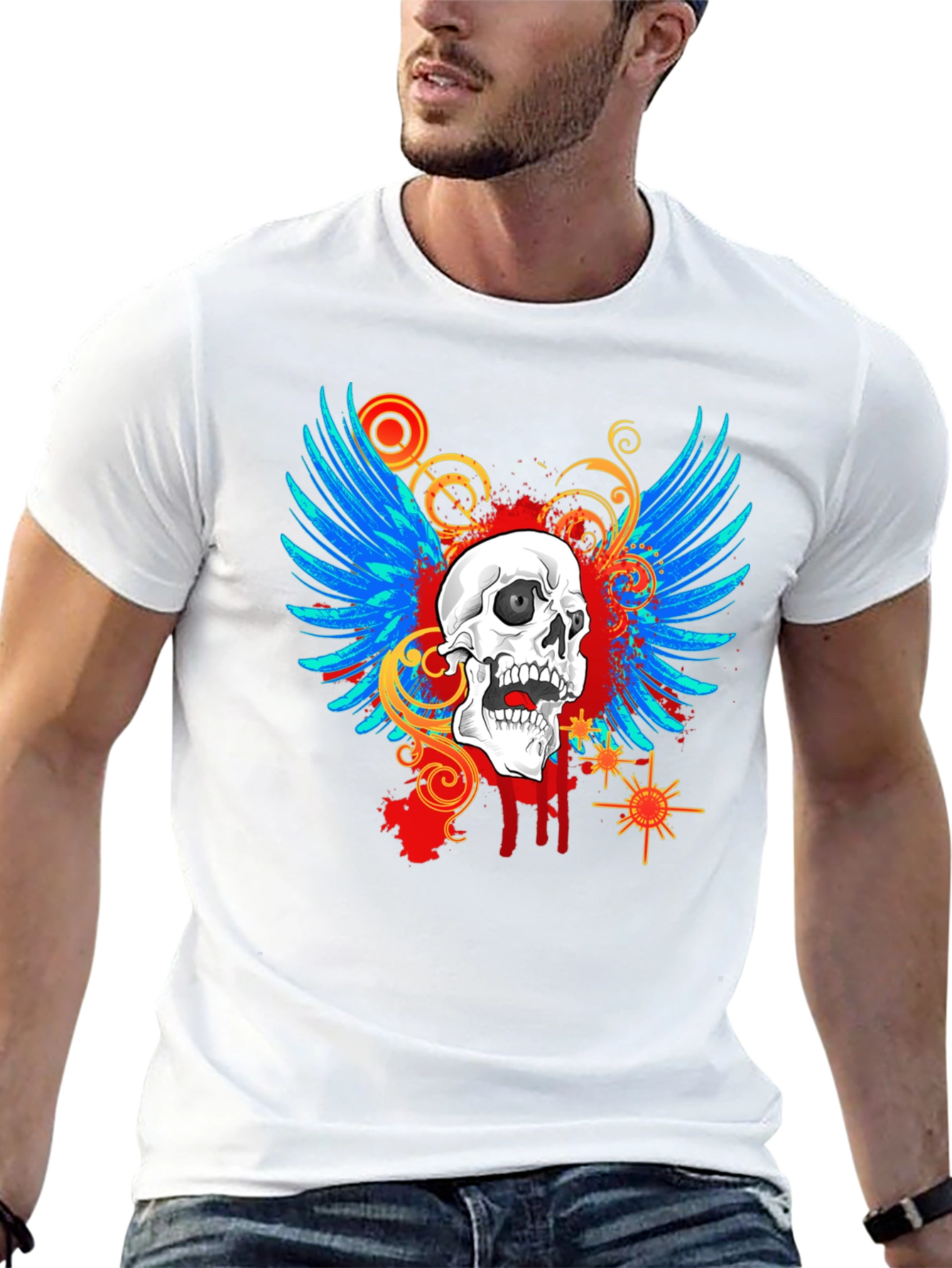 Skull & Wings Graphic T-Shirt - Edgy Design